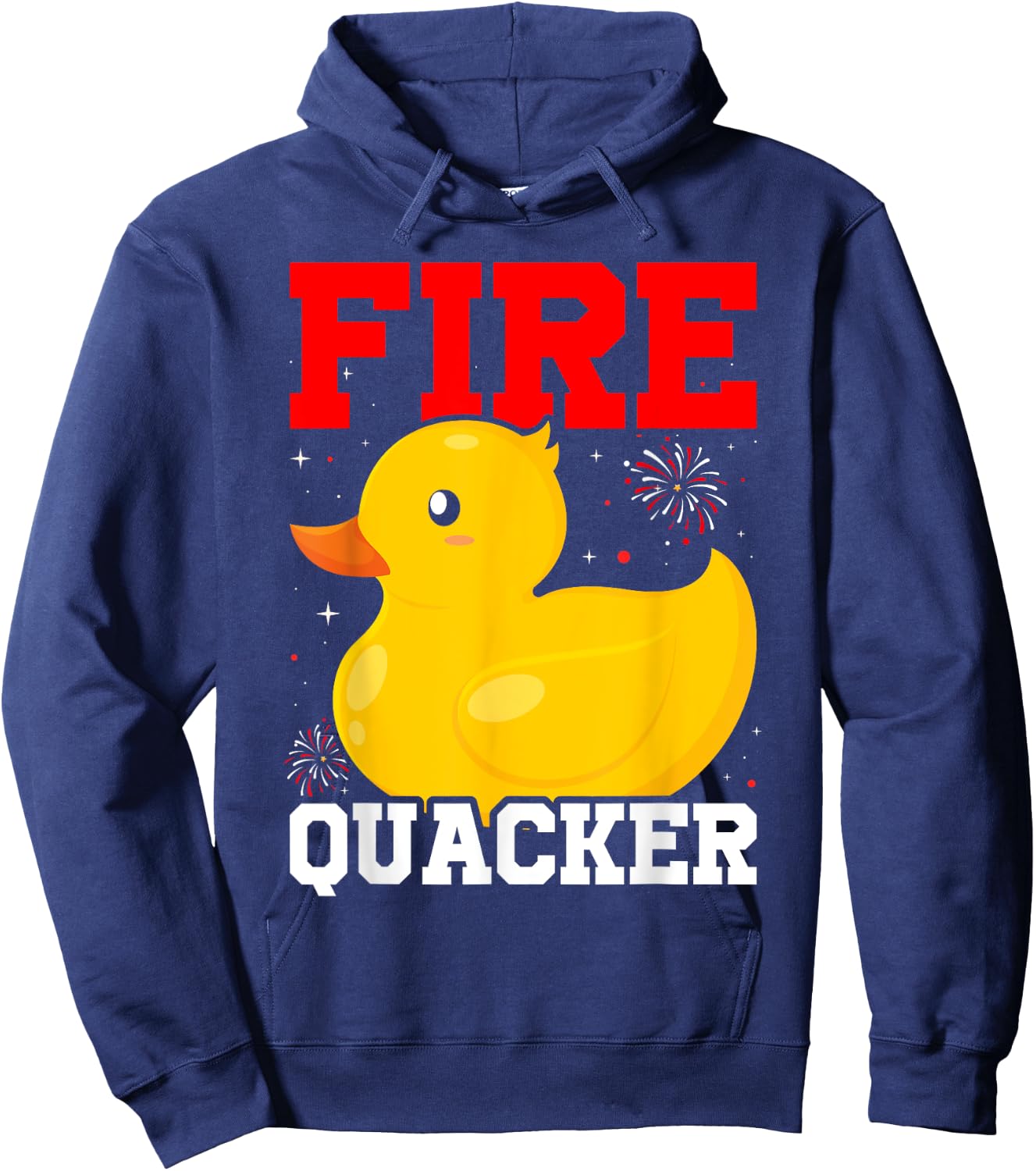 Fire Quacker Rubber Duck 4th Of July Firework Hoodie - Hoodie | Navy