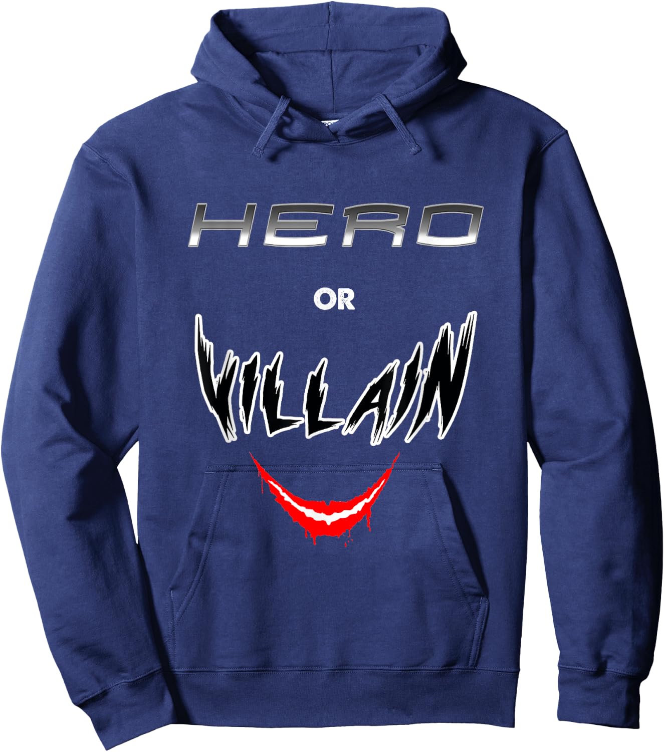 Hero Or Villain Funny Geek Retro Gift Hoodie - Hoodie | Navy