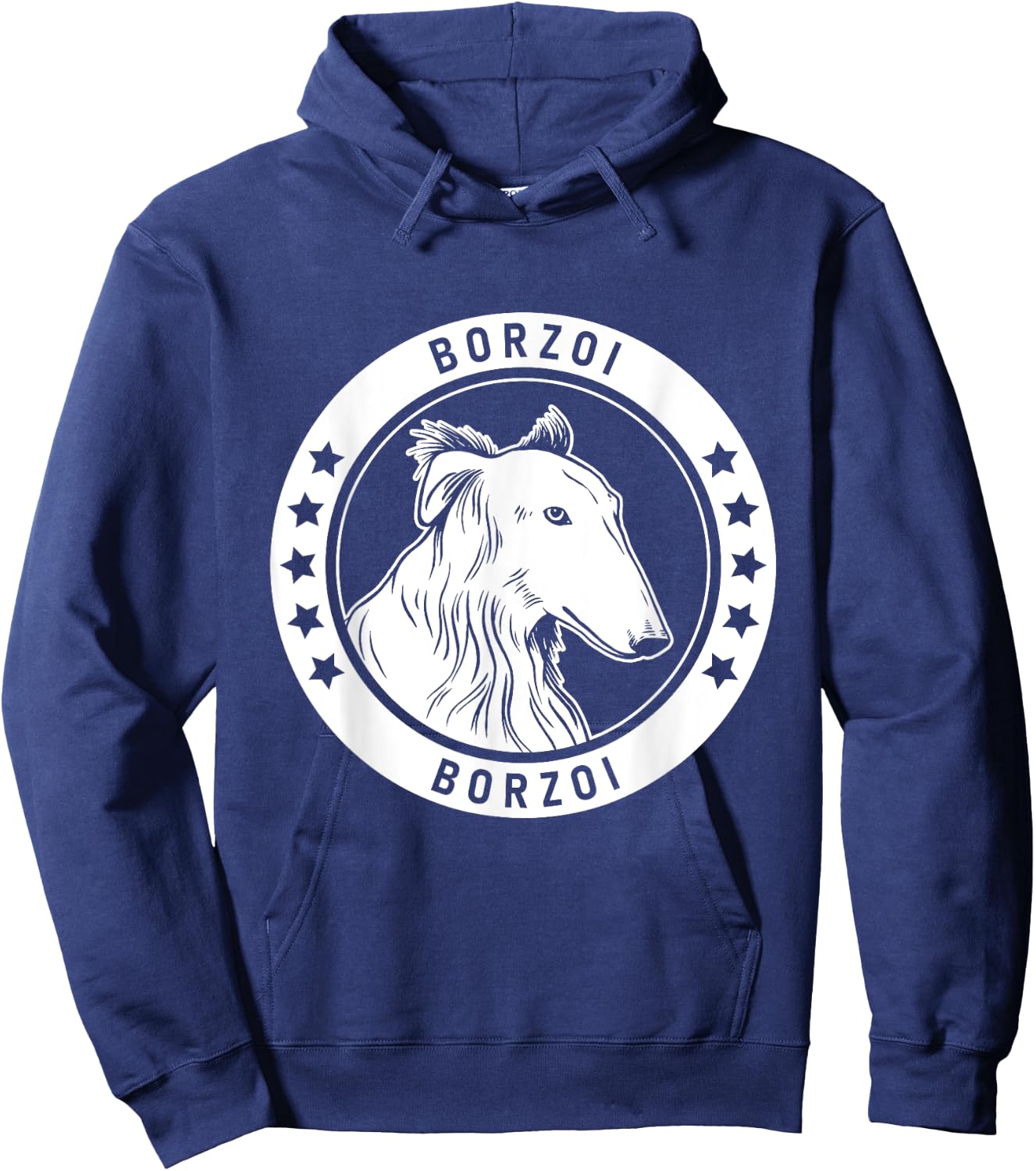 Borzoi Portrait Hoodie - Hoodie | Navy