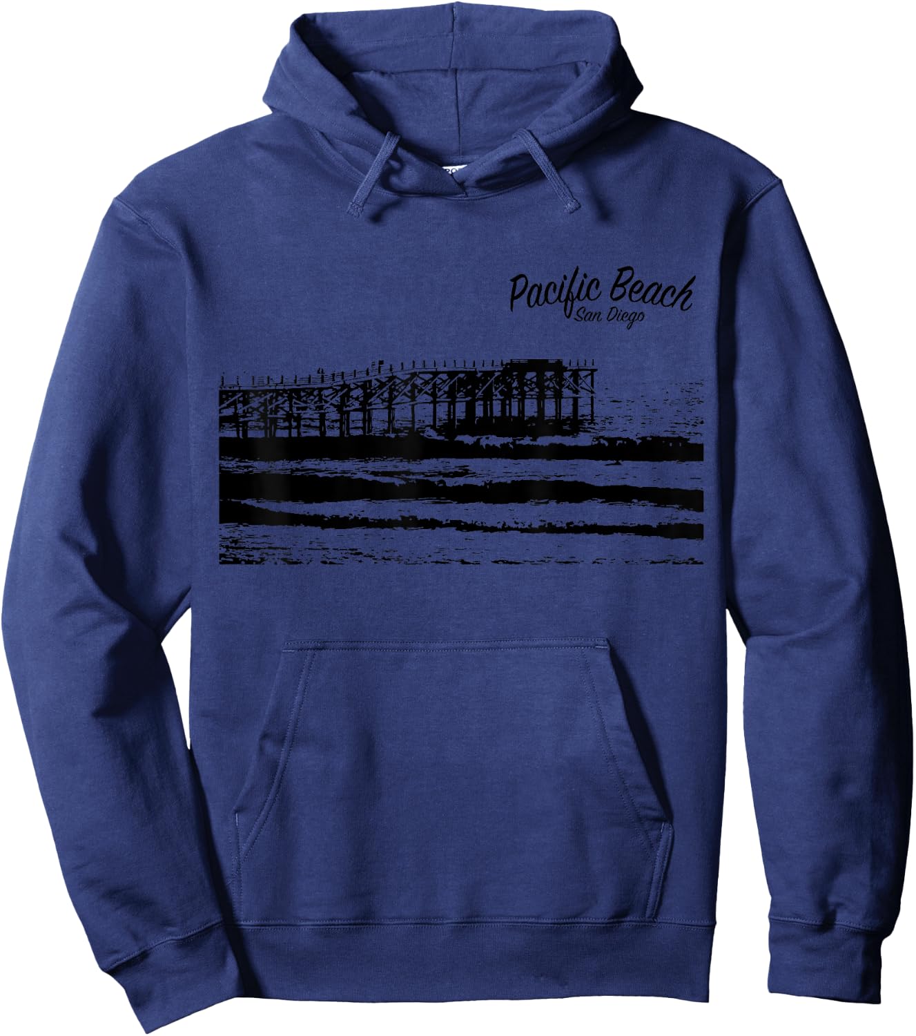 Pacific Beach Pier Men Women Hoodie - Hoodie | Navy