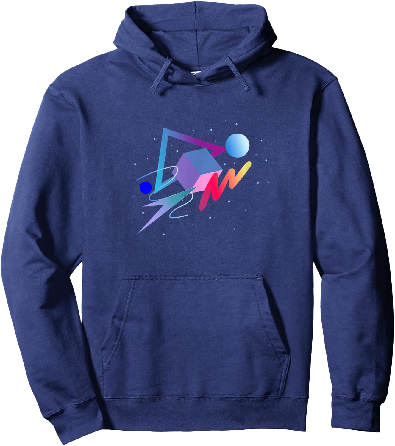 Colorful 80s 90s retro Geometric Pattern Hoodie - Hoodie | Navy