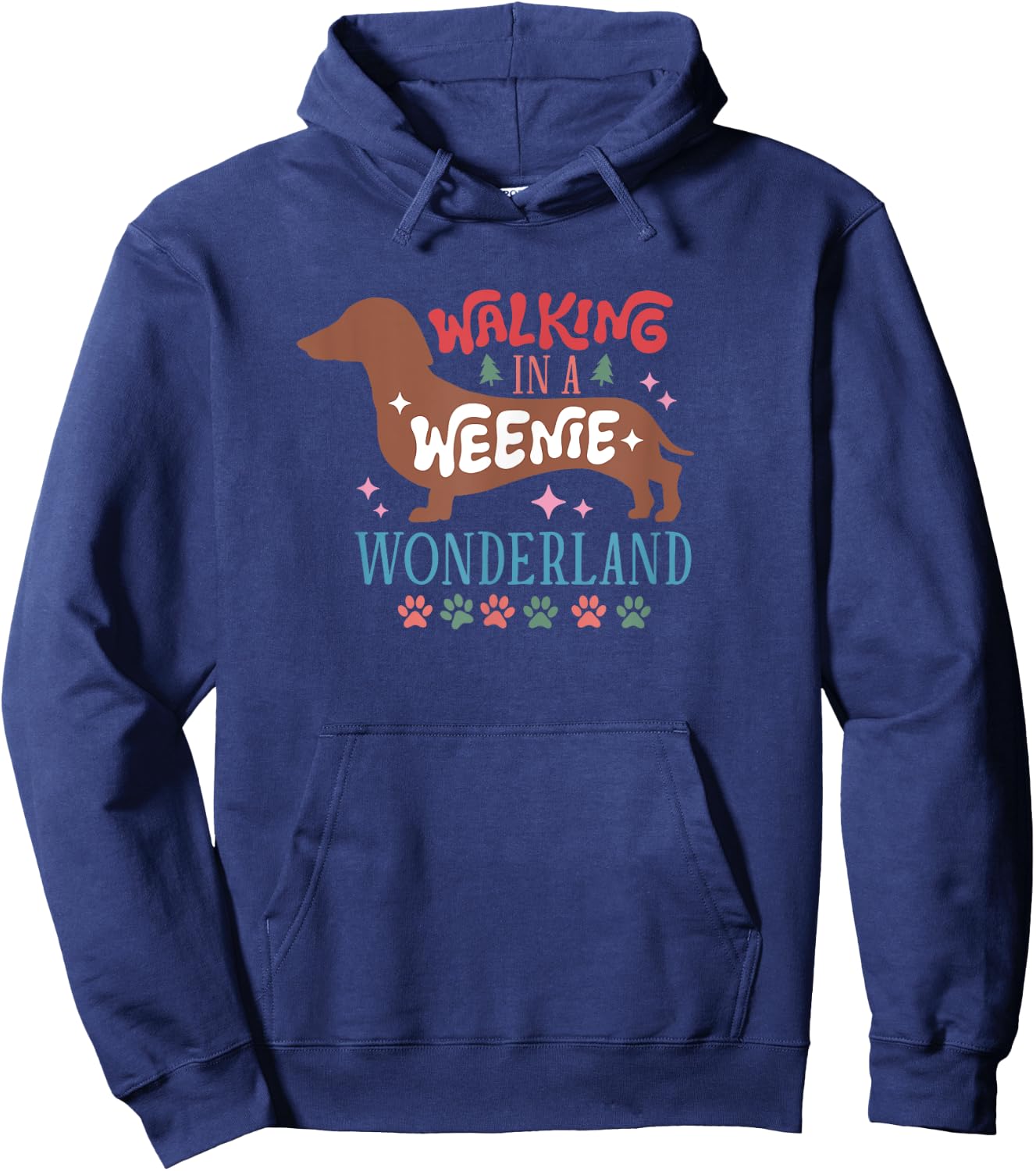 Elk Christmas Designs Wiener Dog , Black, Small Hoodie - Hoodie | Navy