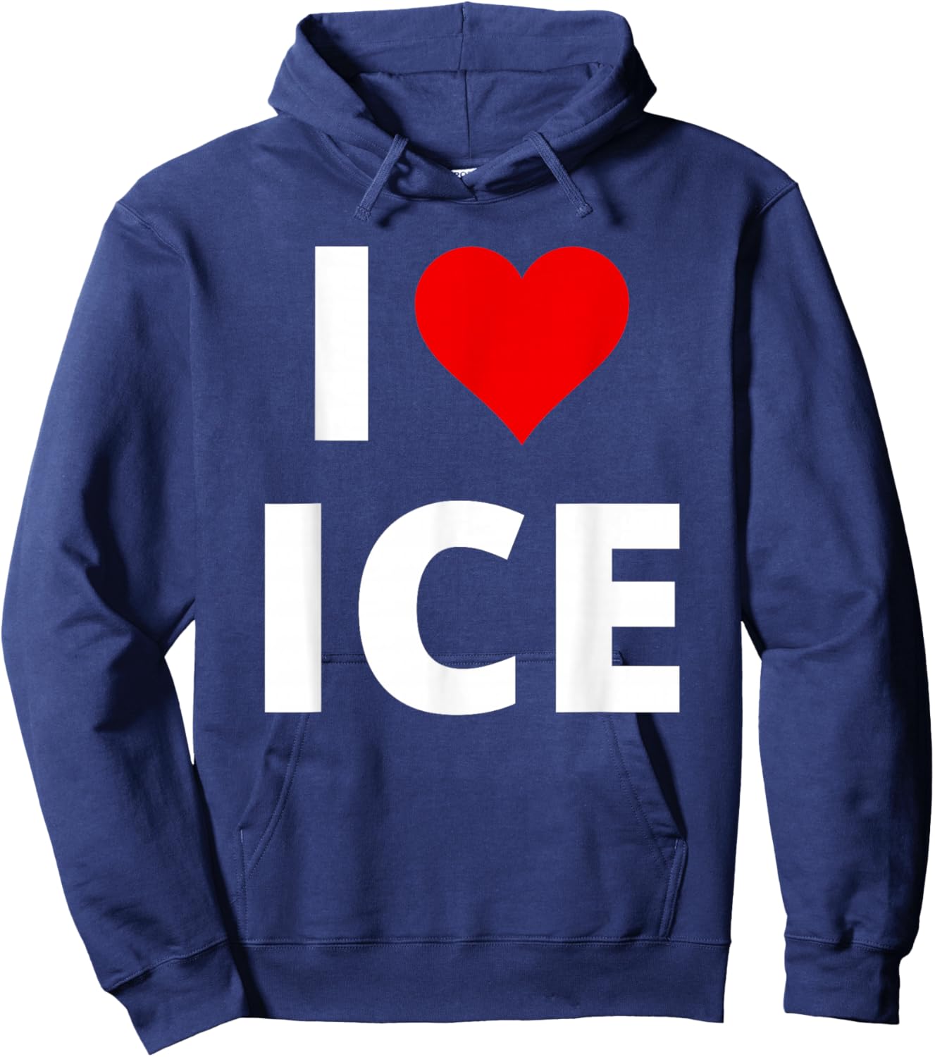 I Love Ice, With A Red Heart Hoodie - Hoodie | Navy