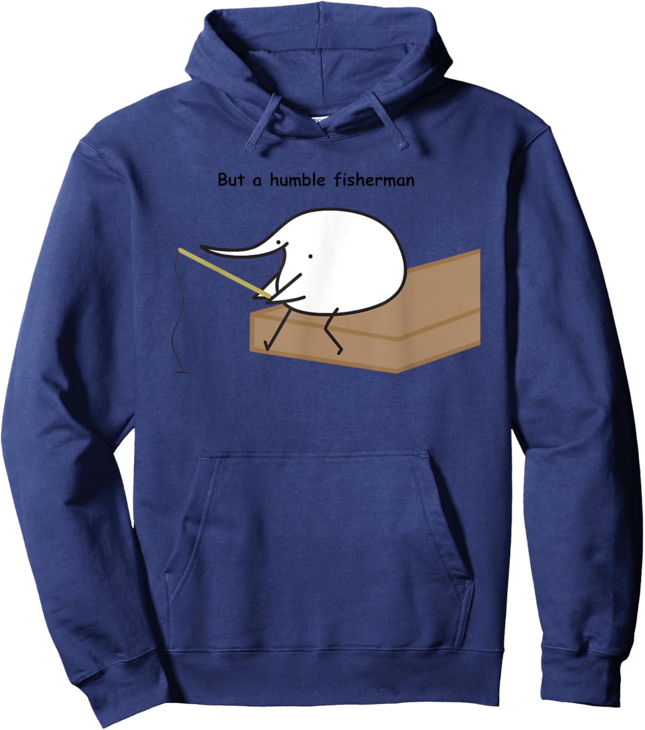Berd But A Humble Fisherman , Small, Grey Hoodie - Hoodie | Navy