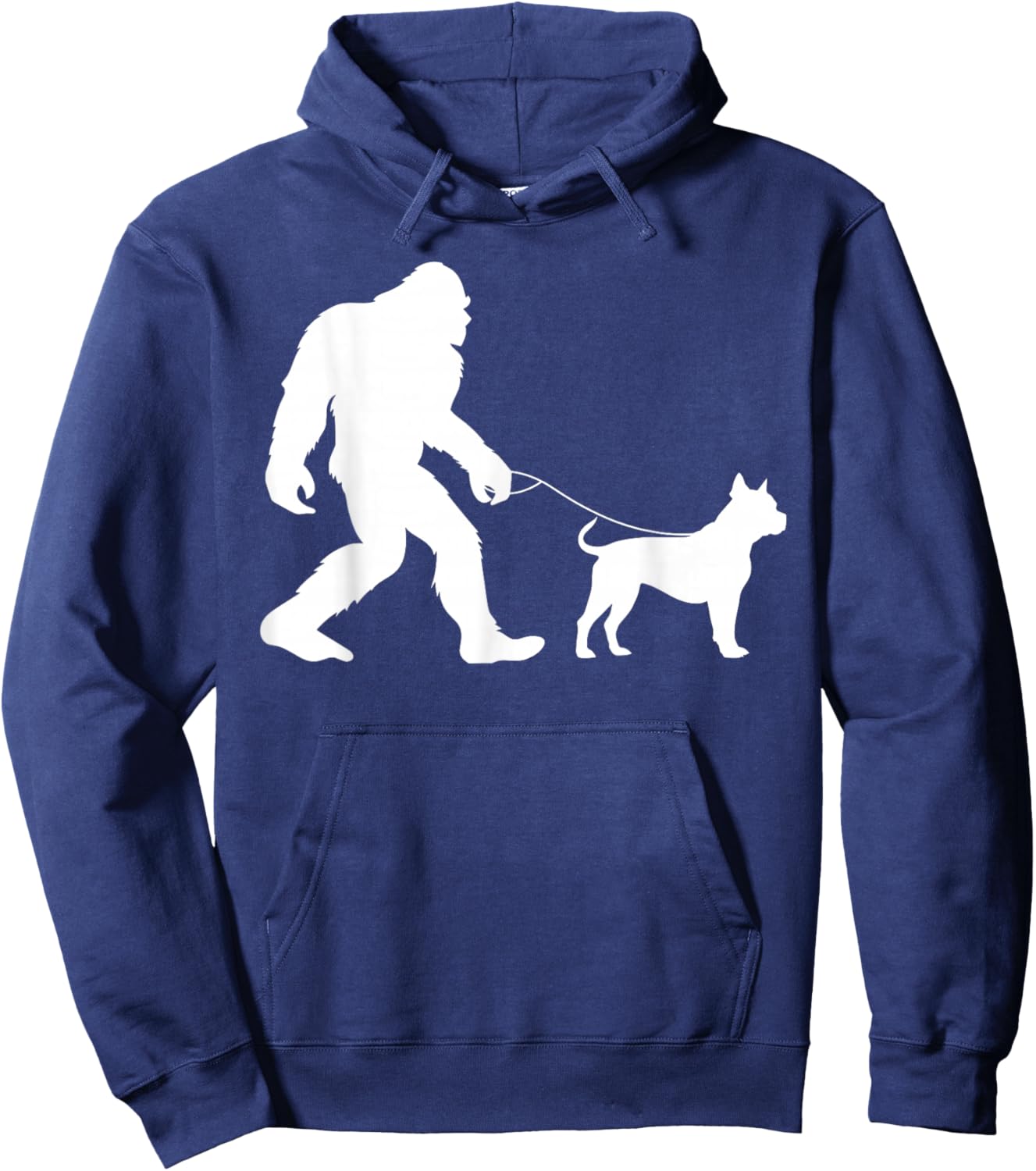 Fun Bigfoot Sasquatch Walking Pitbull Gag Gift Hoodie - Hoodie | Navy