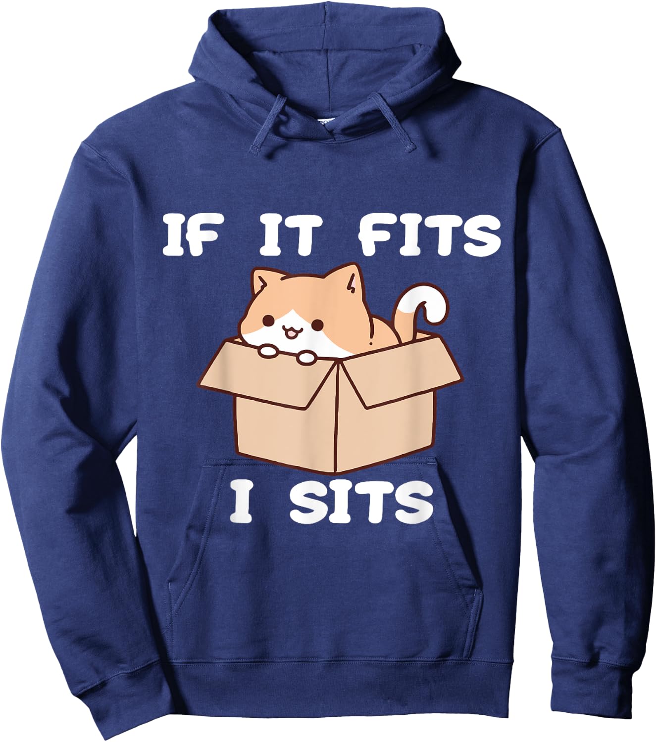 If It Fits I Sits Funny Cat Meme Women Hoodie - Hoodie | Navy