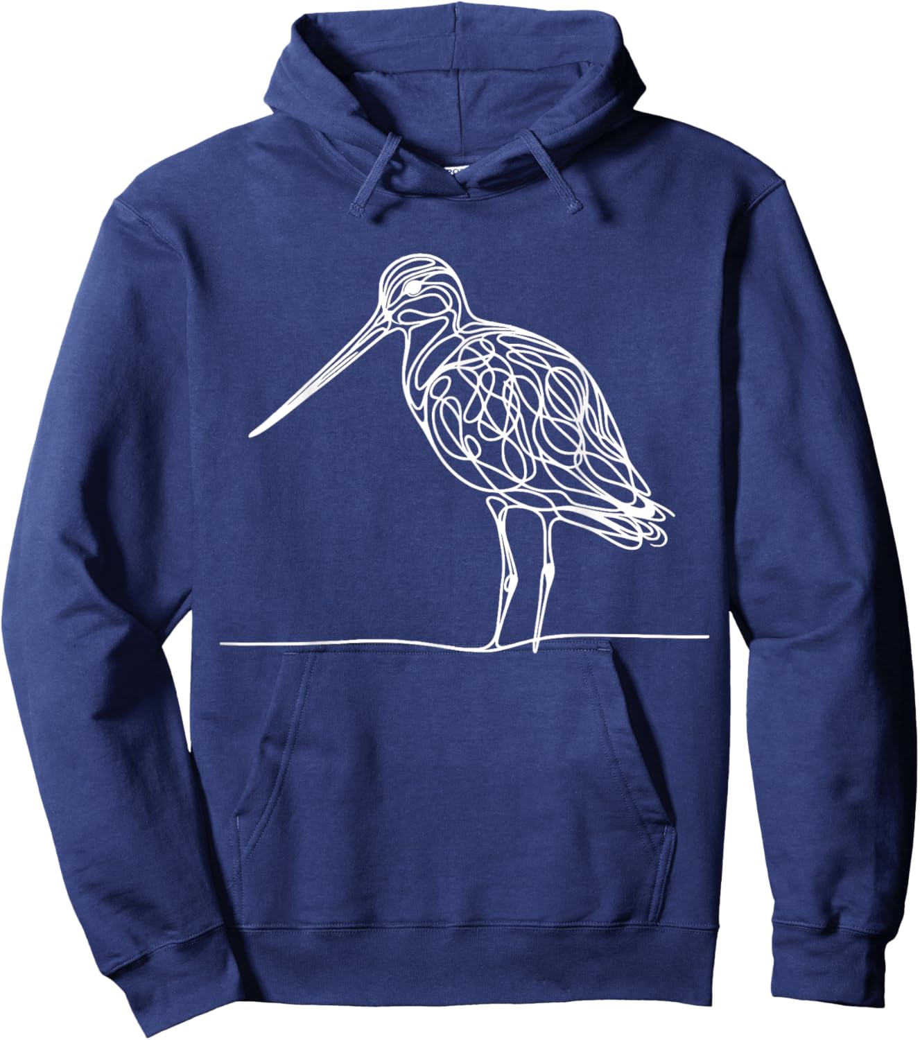 Line Art Bird & Ornithologist Marbled Godwit Hoodie - Hoodie | Navy