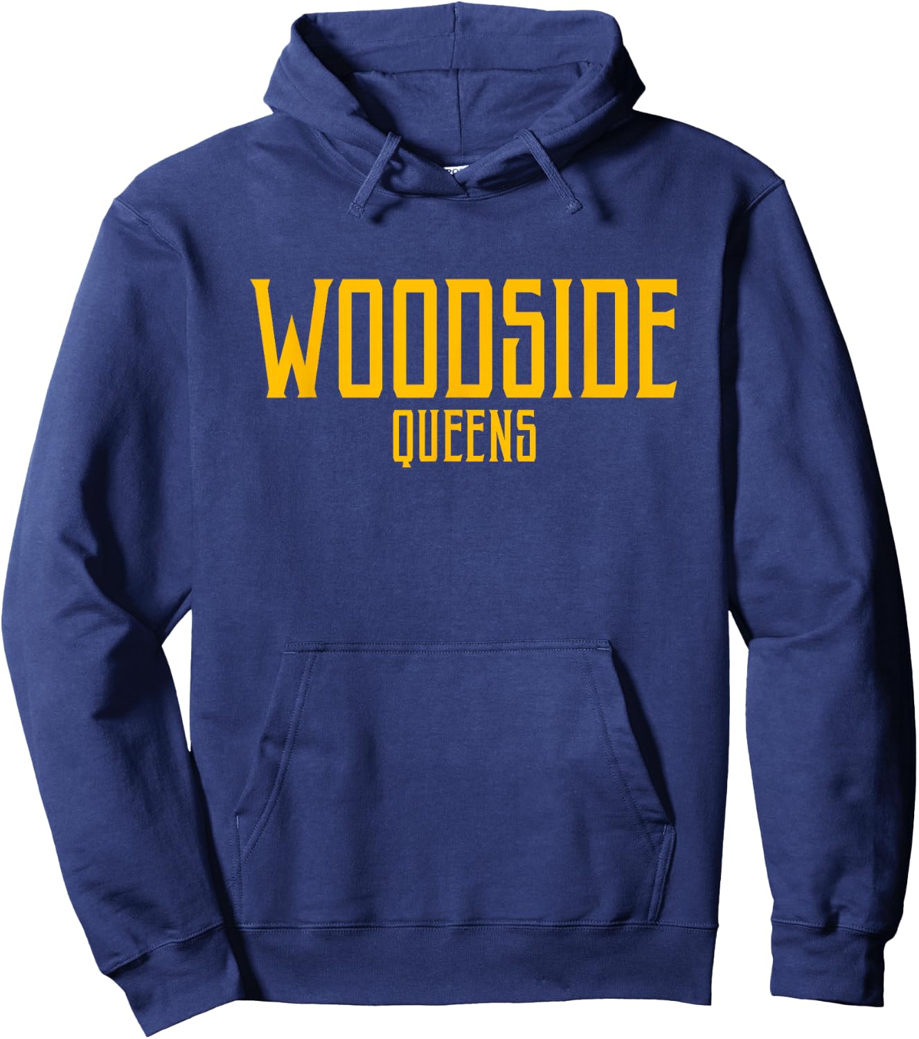 Woodside Queens Text Amber Print Hoodie - Hoodie | Navy
