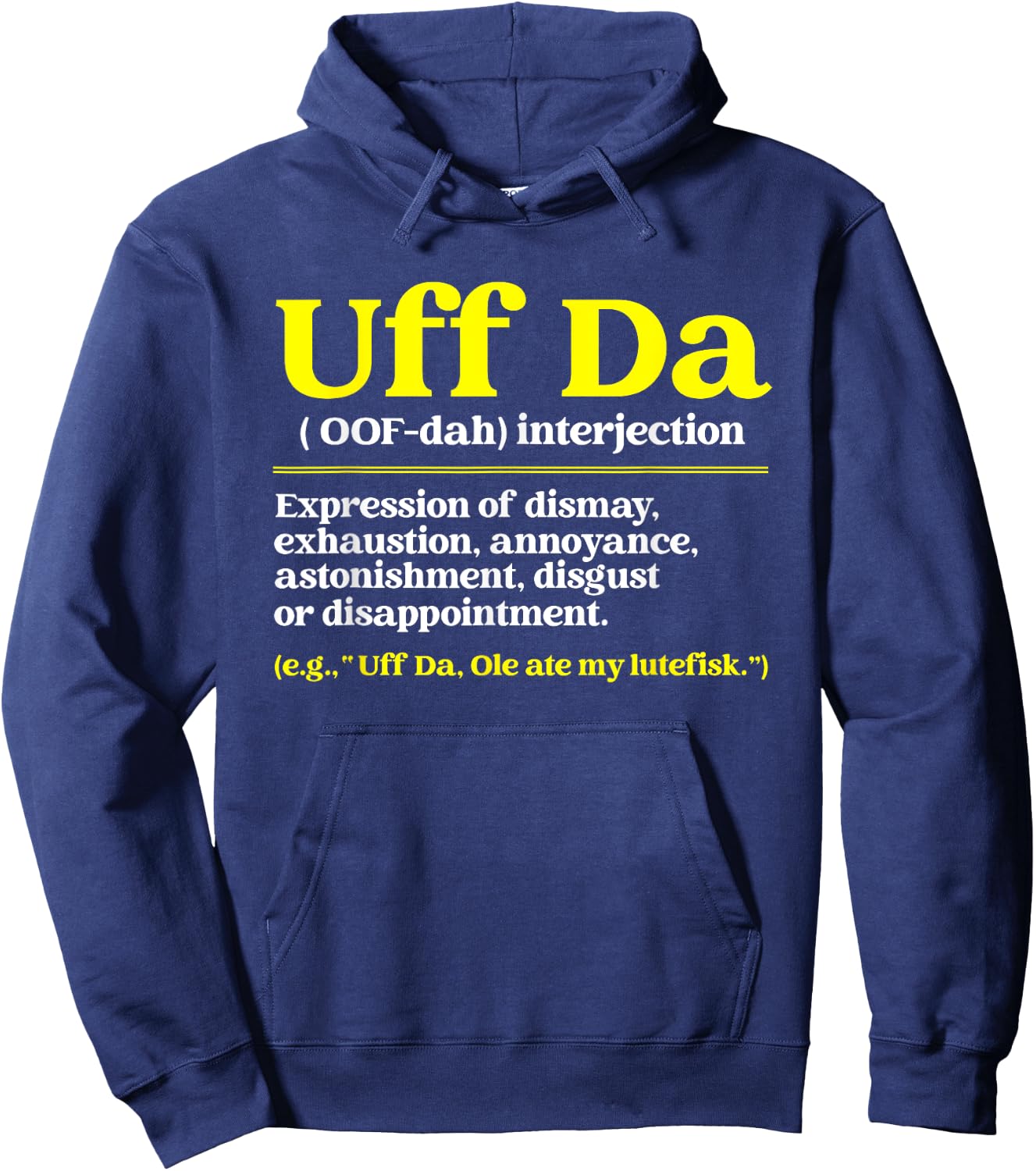 Nordic Countries Denmark Sweden Norway Roots Fan Uff Da Definition Funny Norwegian Quote Scandinavian Lover Kids Black Small Classic Fit Short Sleeve Hoodie - Hoodie | Navy