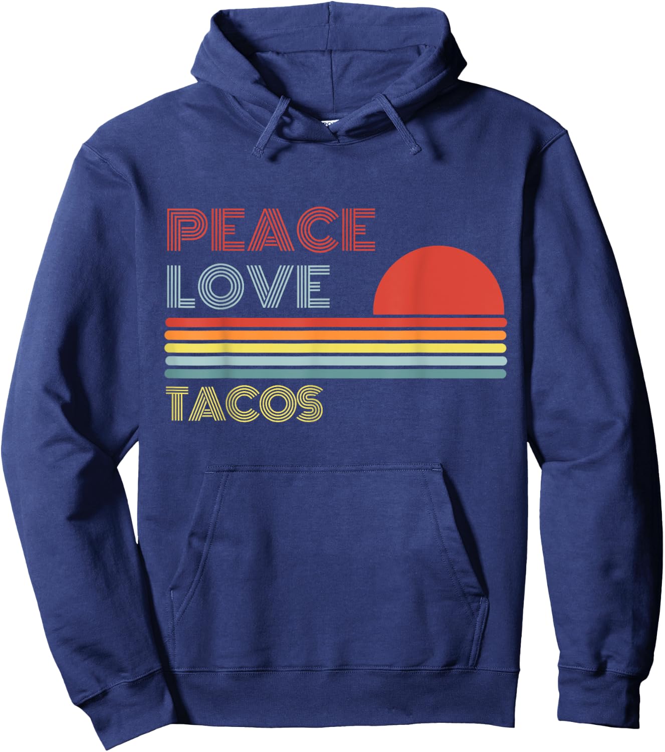 Peace Love Tacos Retro Vintage Hoodie - Hoodie | Navy