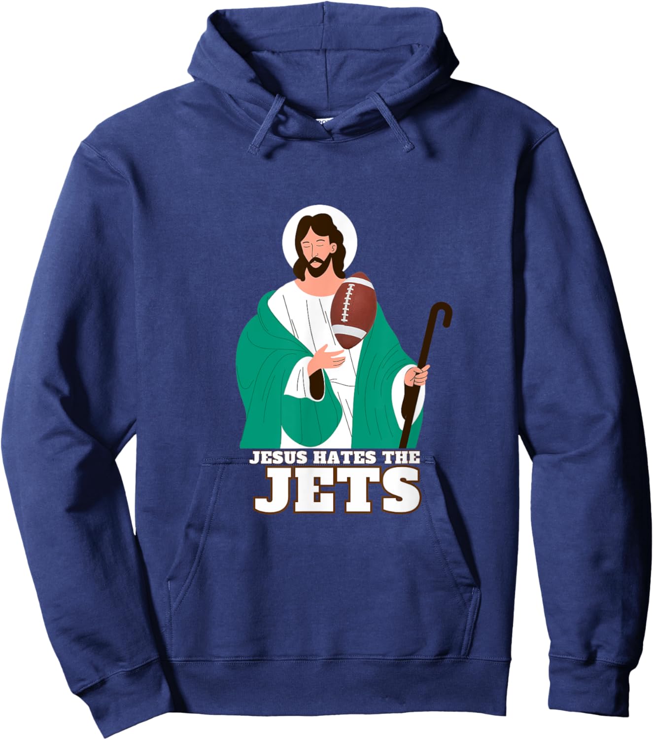 Jesus Hates The Jets Football Shirt Hoodie - Hoodie | Navy