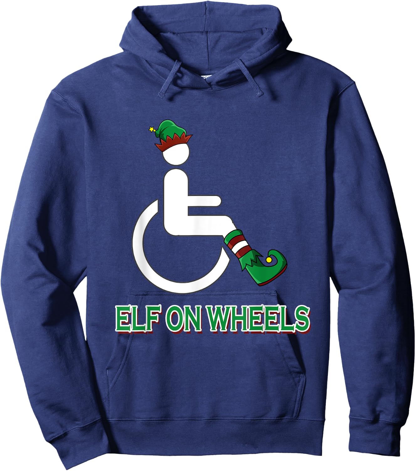 Wheelchair Elf Funny Christmas Disability Humor Hoodie - Hoodie | Navy