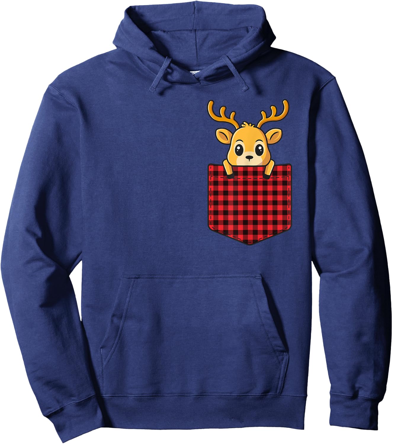 Christmas T Shirt Kids Pocket Animal Reindeer Hoodie - Hoodie | Navy
