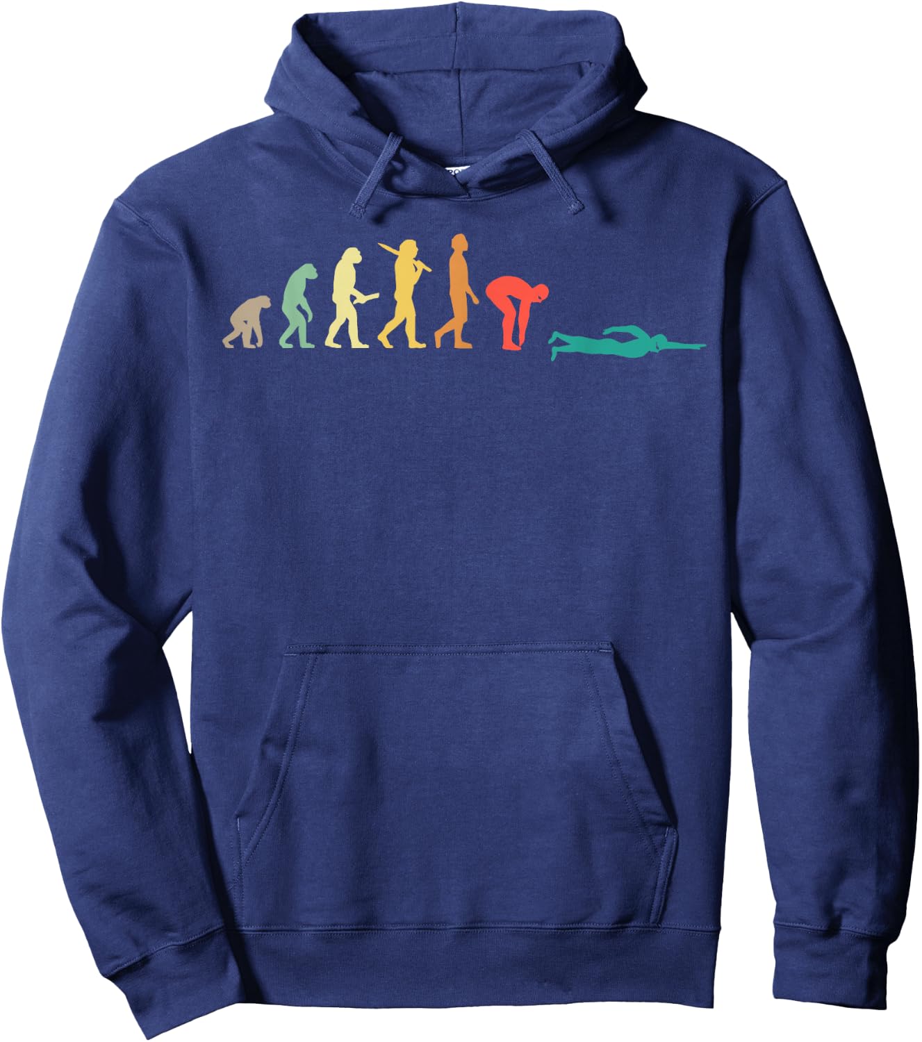 Retro Swimming Evolution Gift Swimmers Small Hoodie - Hoodie | Navy