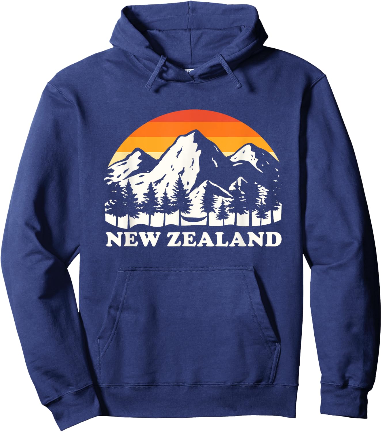 Retro Hiking Mountains New Zealand Hoodie - Hoodie | Navy