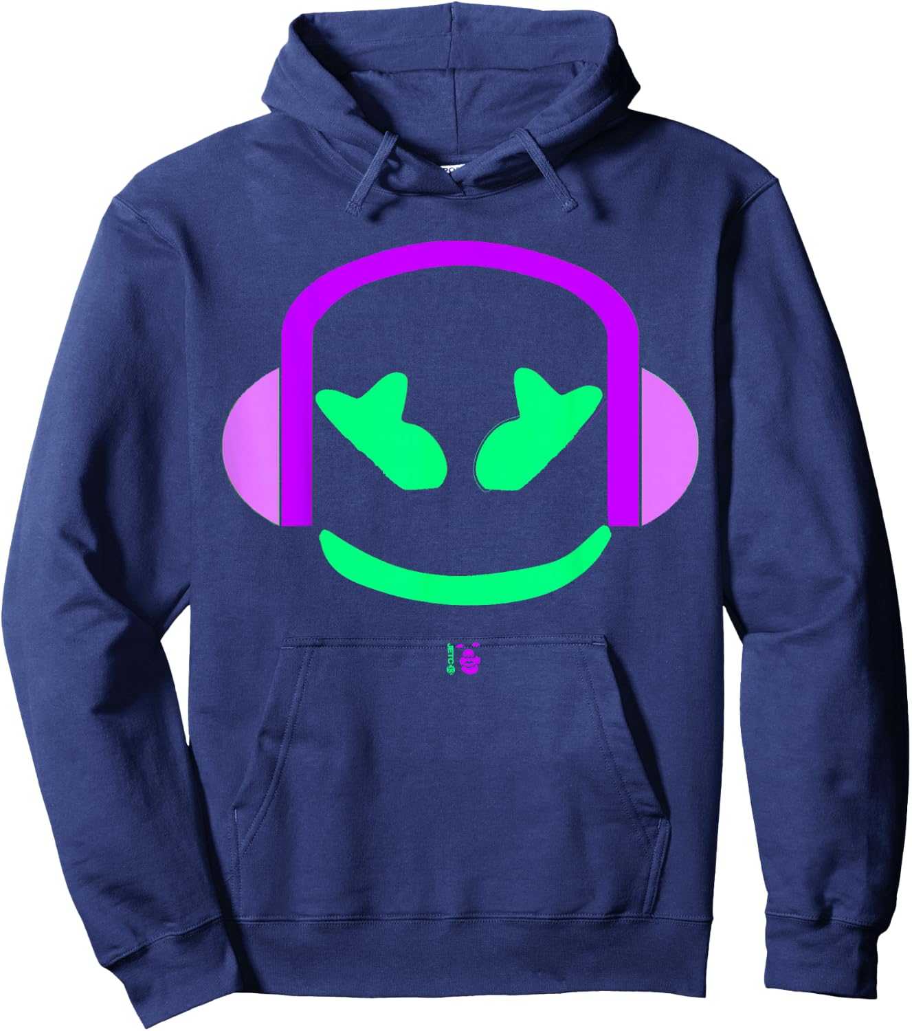 Marshmallow Purple Angry Face Headphones Hoodie - Hoodie | Navy