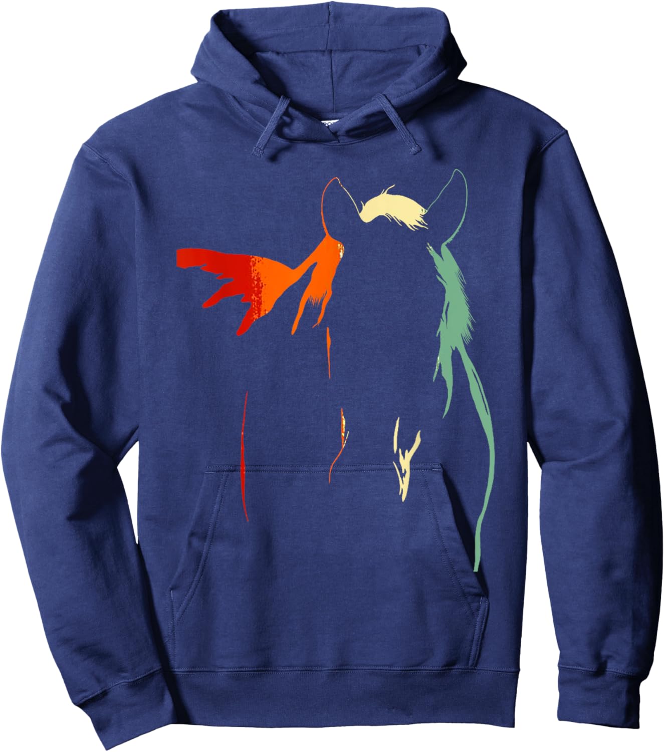 Horse Silhouette Graphic Art Design Vintage Hoodie - Hoodie | Navy