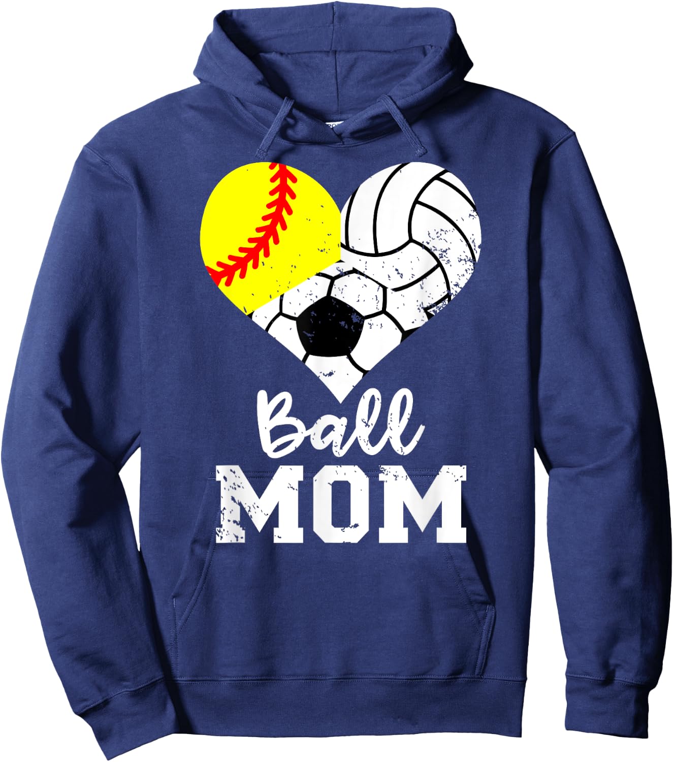 Ball Mom Funny Softball Volleyball Soccer Mom Hoodie - Hoodie | Navy