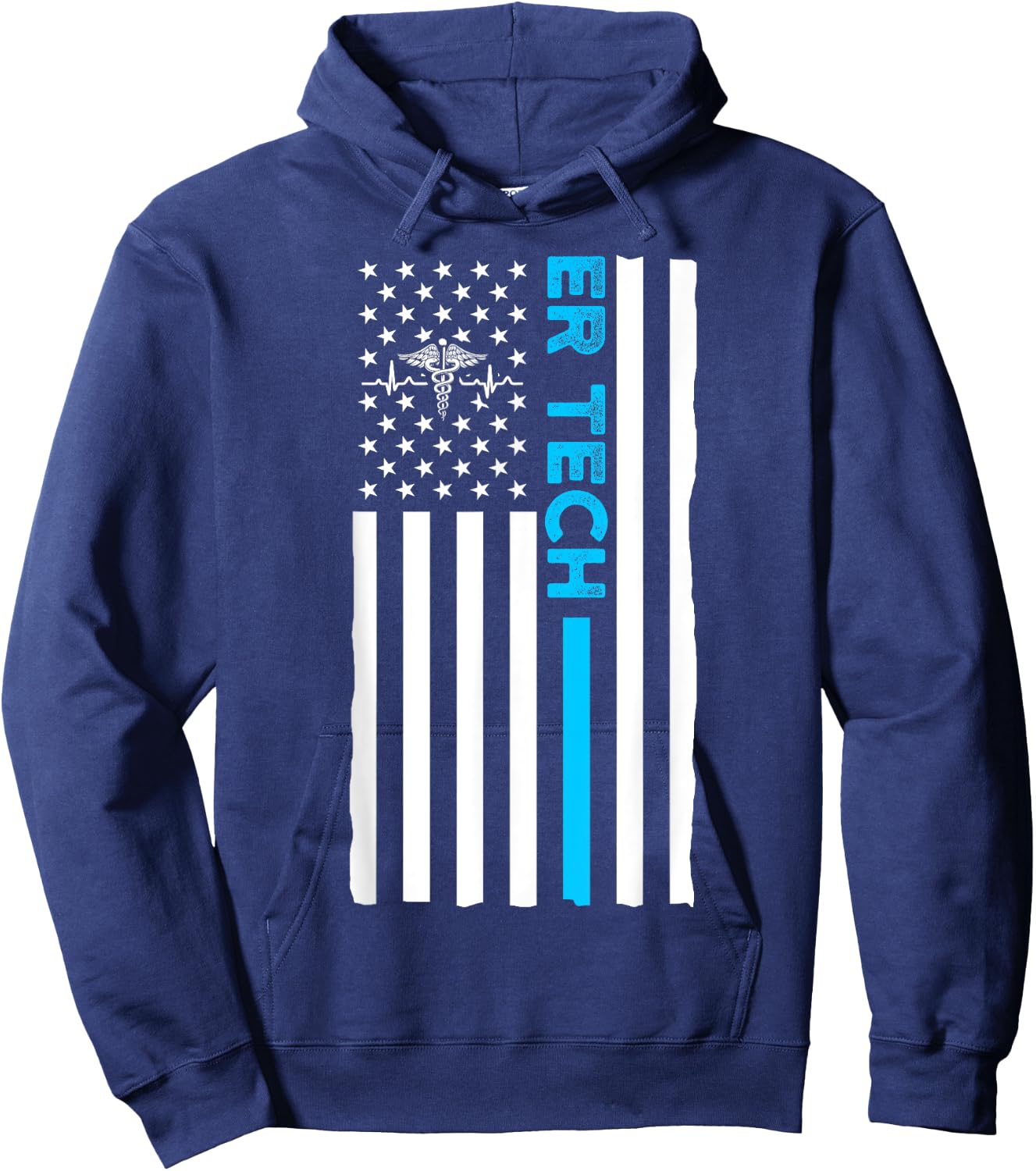 ER Technician US Flag Emergency Room Tech Hoodie - Hoodie | Navy