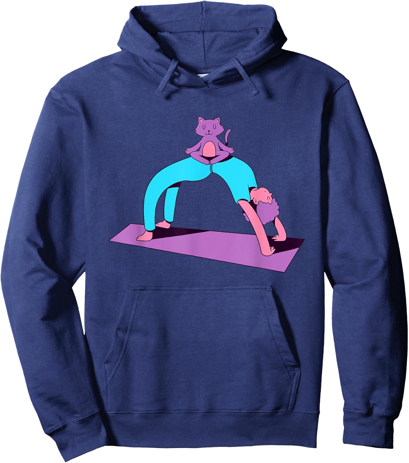 Funny Yoga With A Cat Graphic Men Women Hoodie - Hoodie | Navy