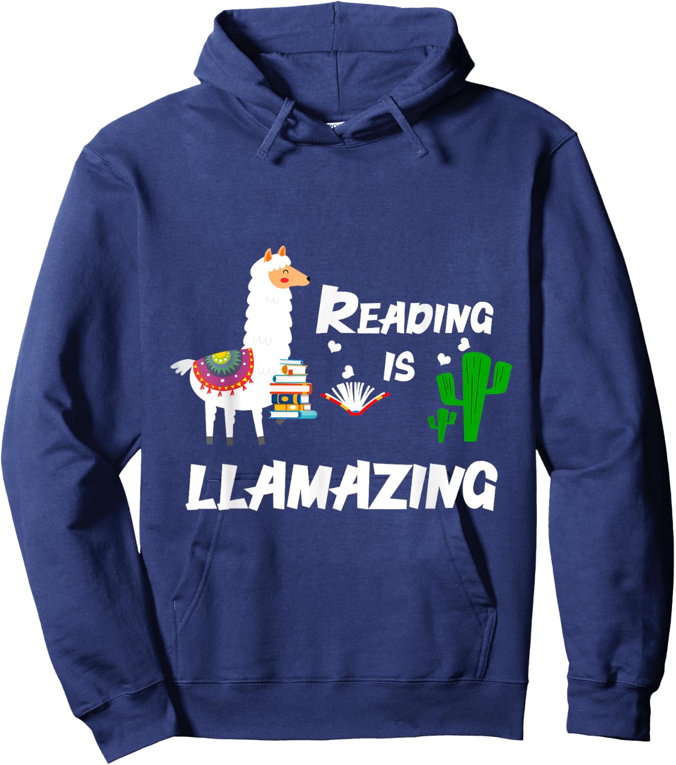 Librarian Book Reading Alpaca Llama Hoodie - Hoodie | Navy