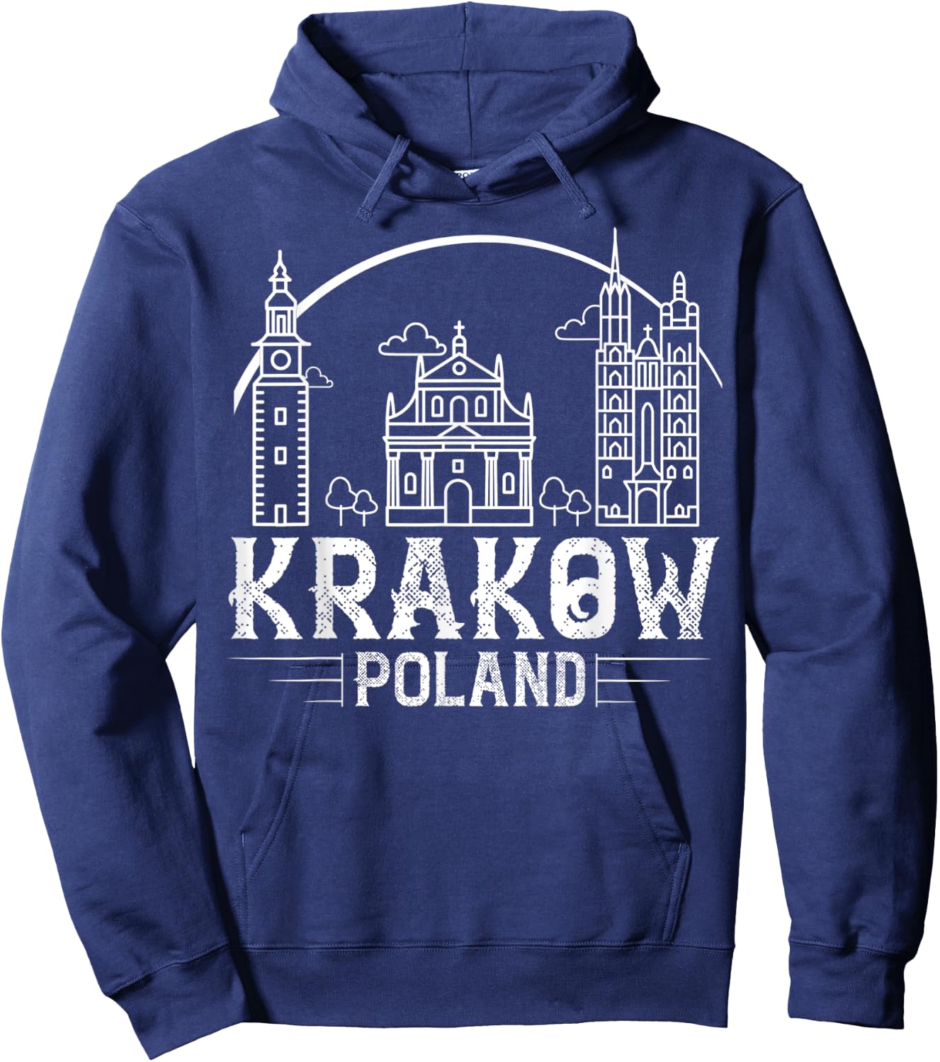 Krakow Poland City Skyline Map Travel Hoodie - Hoodie | Navy