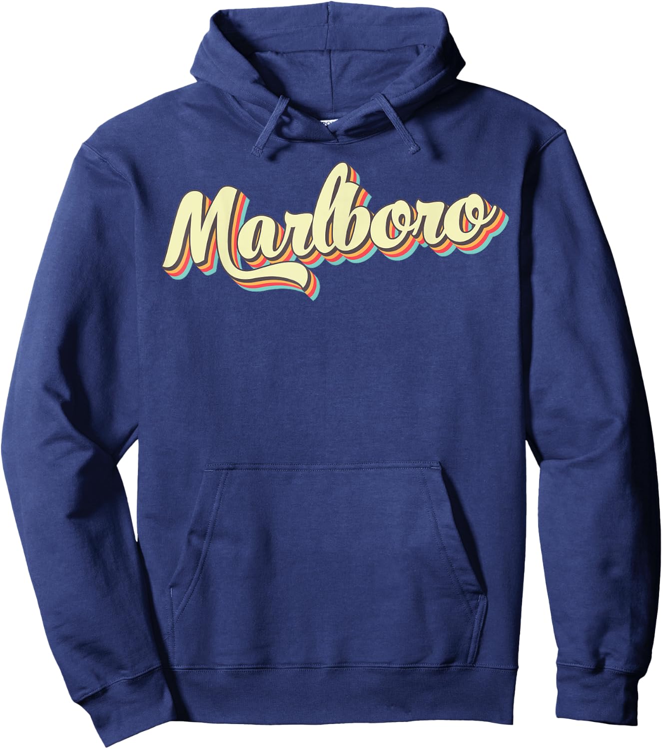 Marlboro Retro Art Baseball Font Vintage Hoodie - Hoodie | Navy