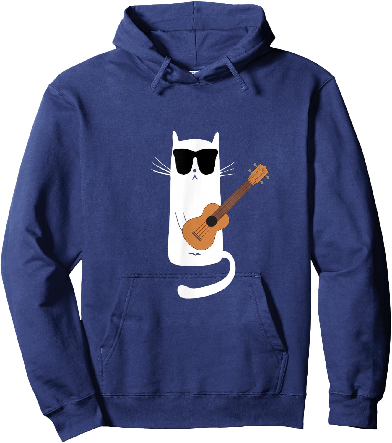 Funny Cat Wearing Sunglasses Playing Ukulele Hoodie - Hoodie | Navy