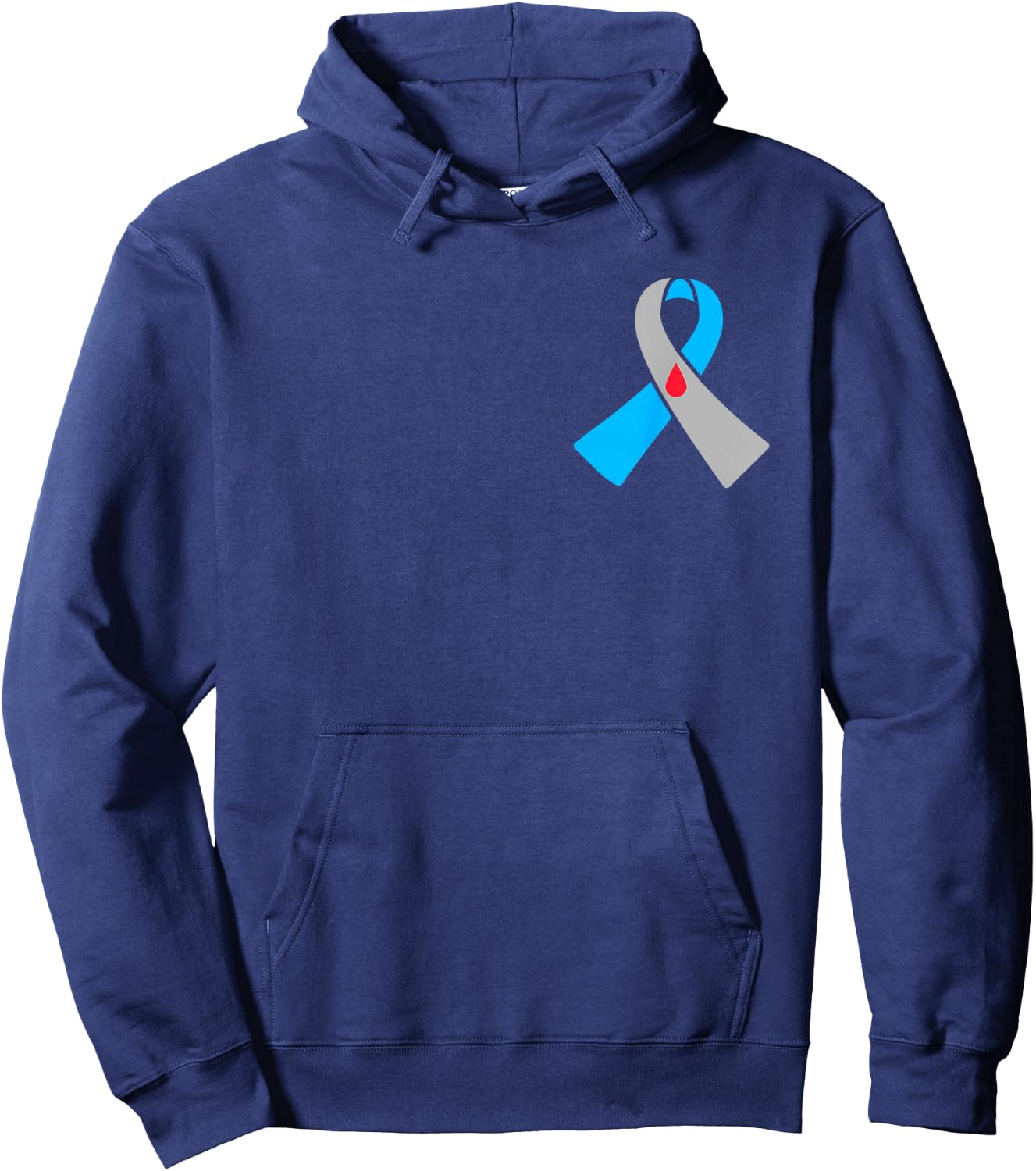 Type 1 Diabetes Awareness Ribbon Badge Hoodie - Hoodie | Navy