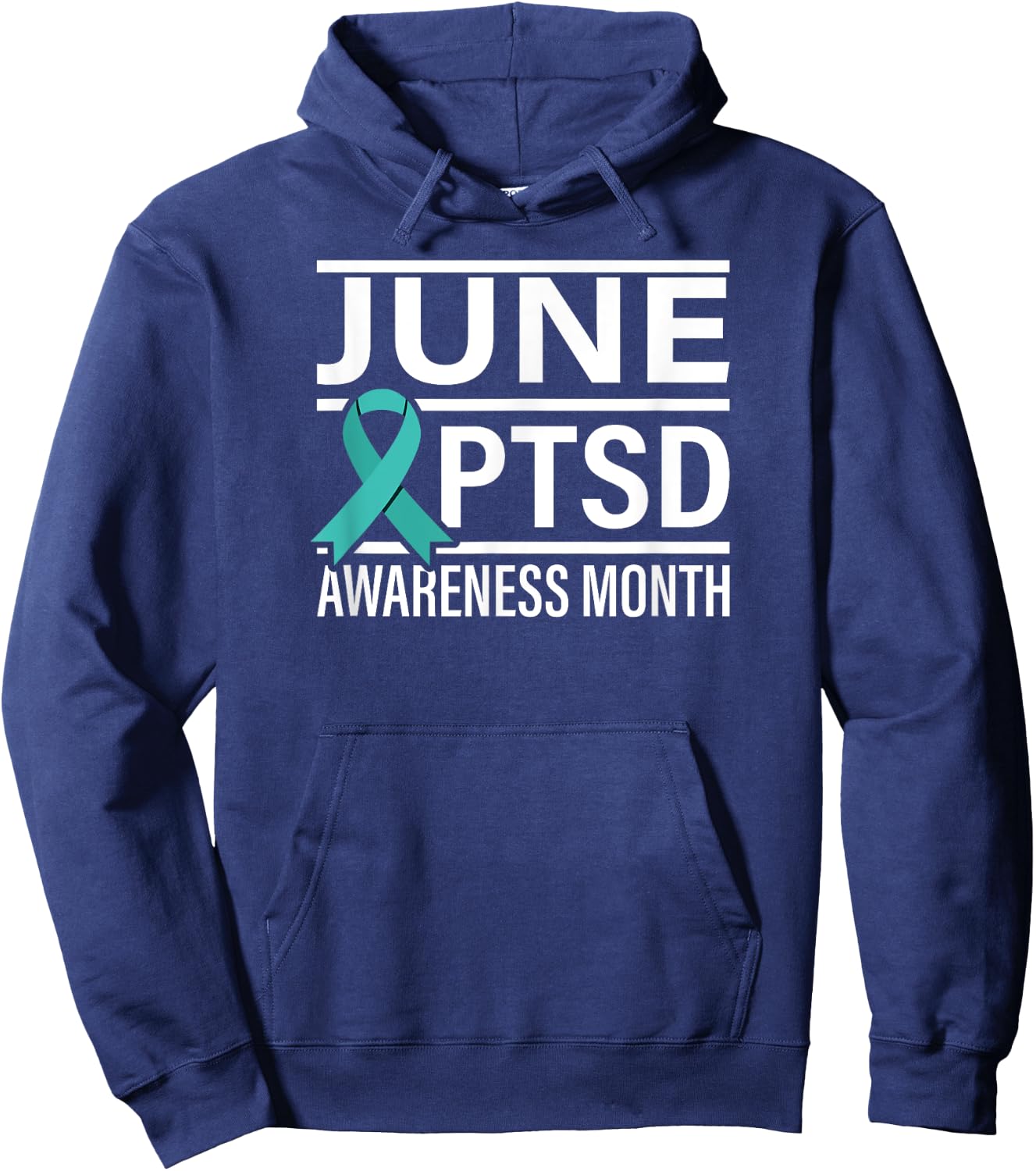 Teal Ribbon June PTSD Awareness Month Hoodie - Hoodie | Navy