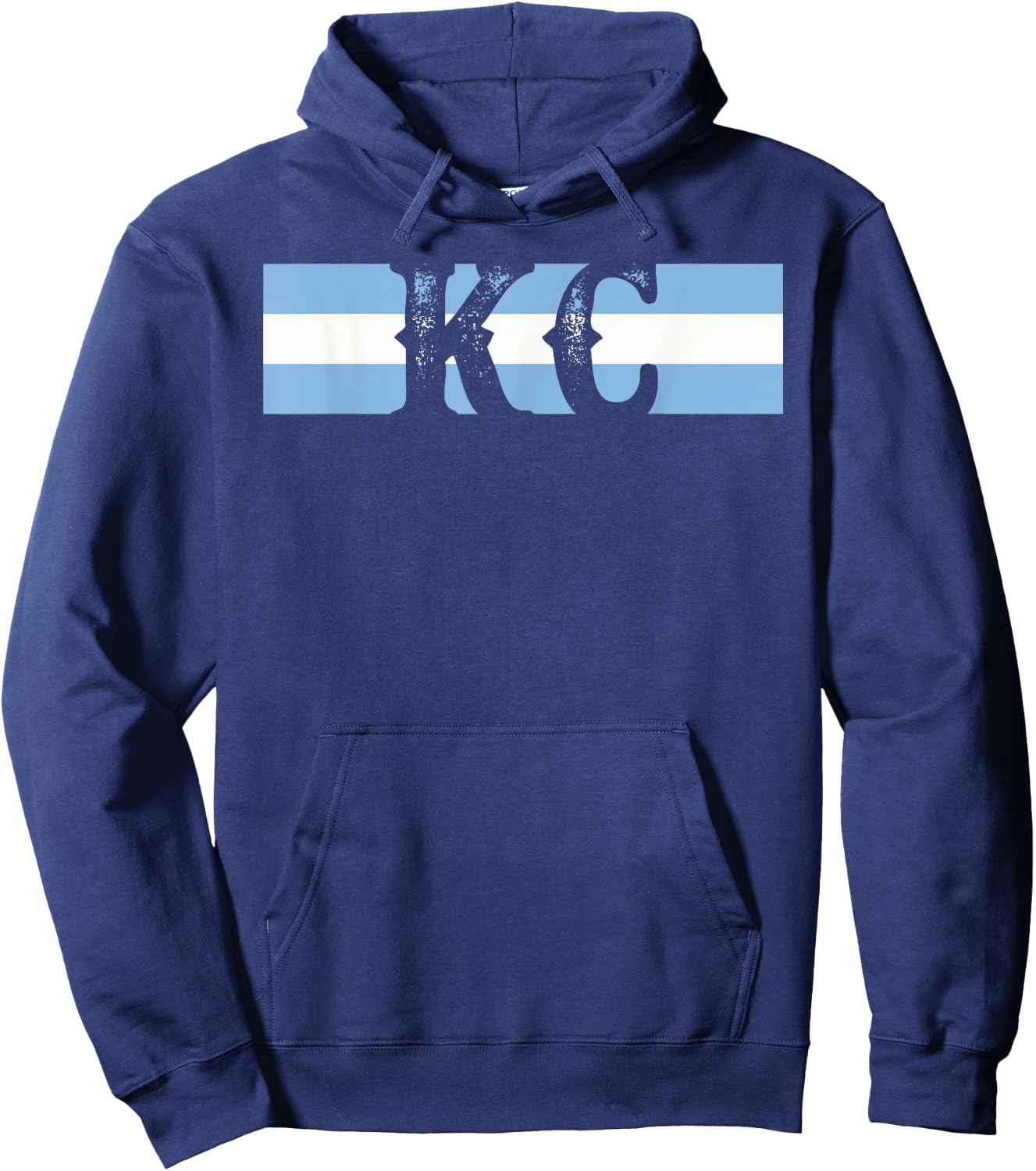 Retro Vintage Blue Stripes KC Kansas City Hoodie - Hoodie | Navy