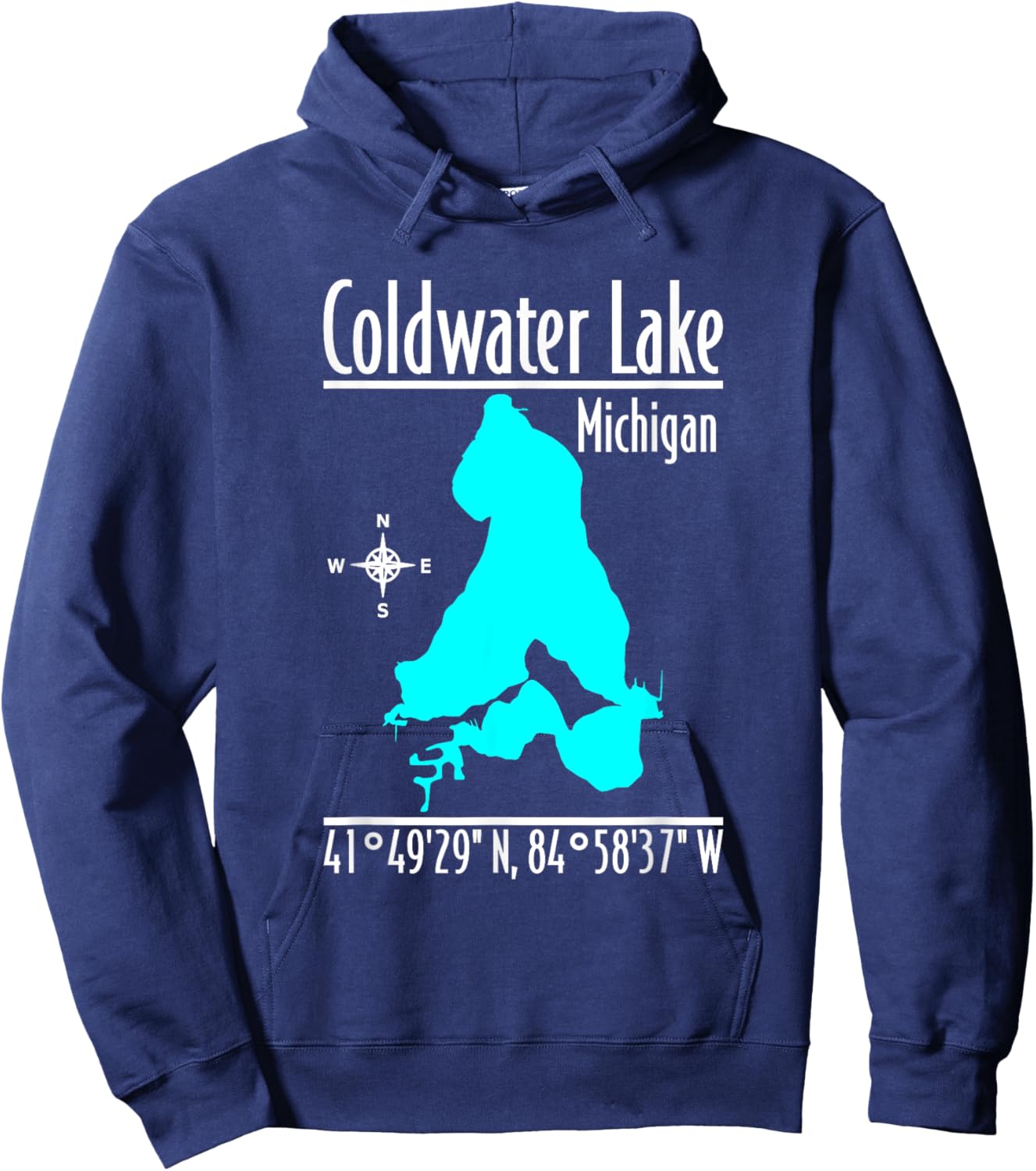 Modern Coldwater Lake - Michigan Hoodie - Hoodie | Navy