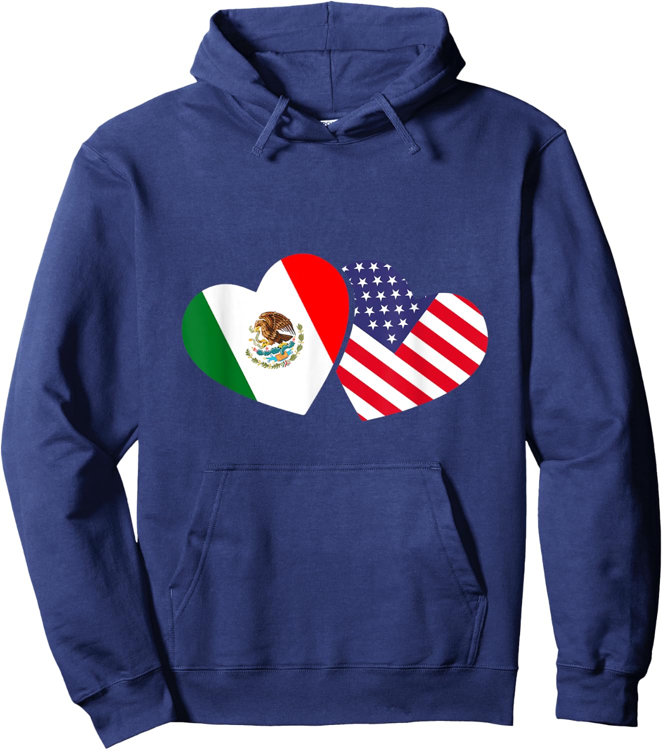 Mexican USA Flag Hearts Mexico Hoodie - Hoodie | Navy