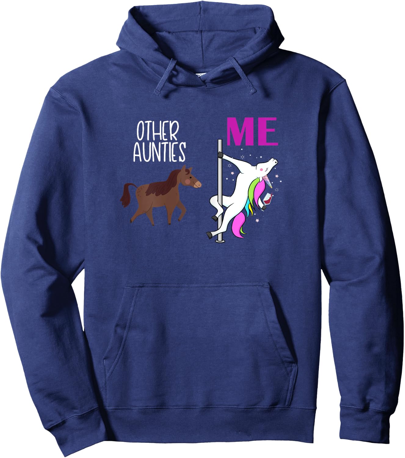 Other Aunties Me Unicorn Aunt Wine Lover Hoodie - Hoodie | Navy