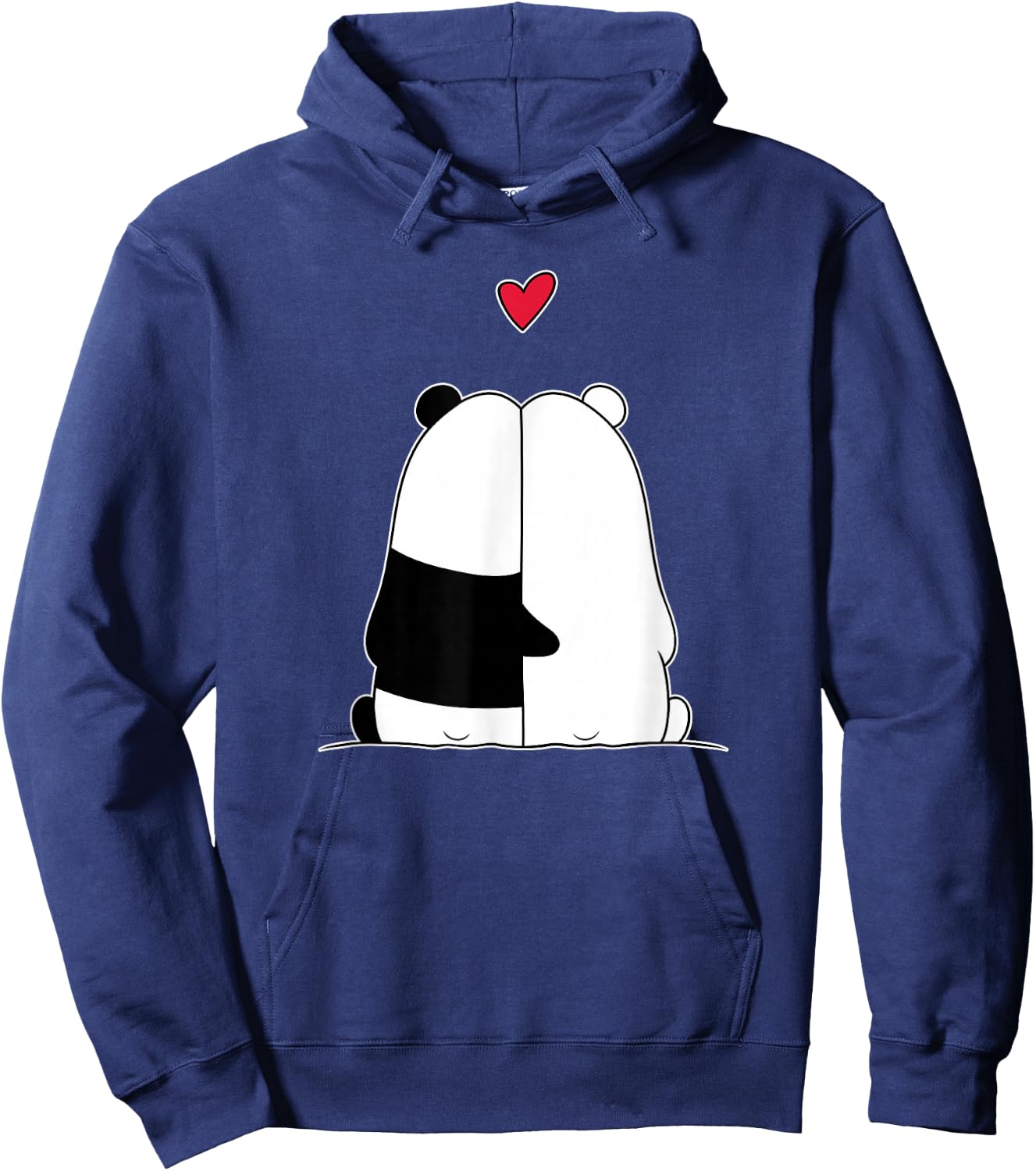 Couples Valentines Polar Bear Panda Bear Hoodie - Hoodie | Navy