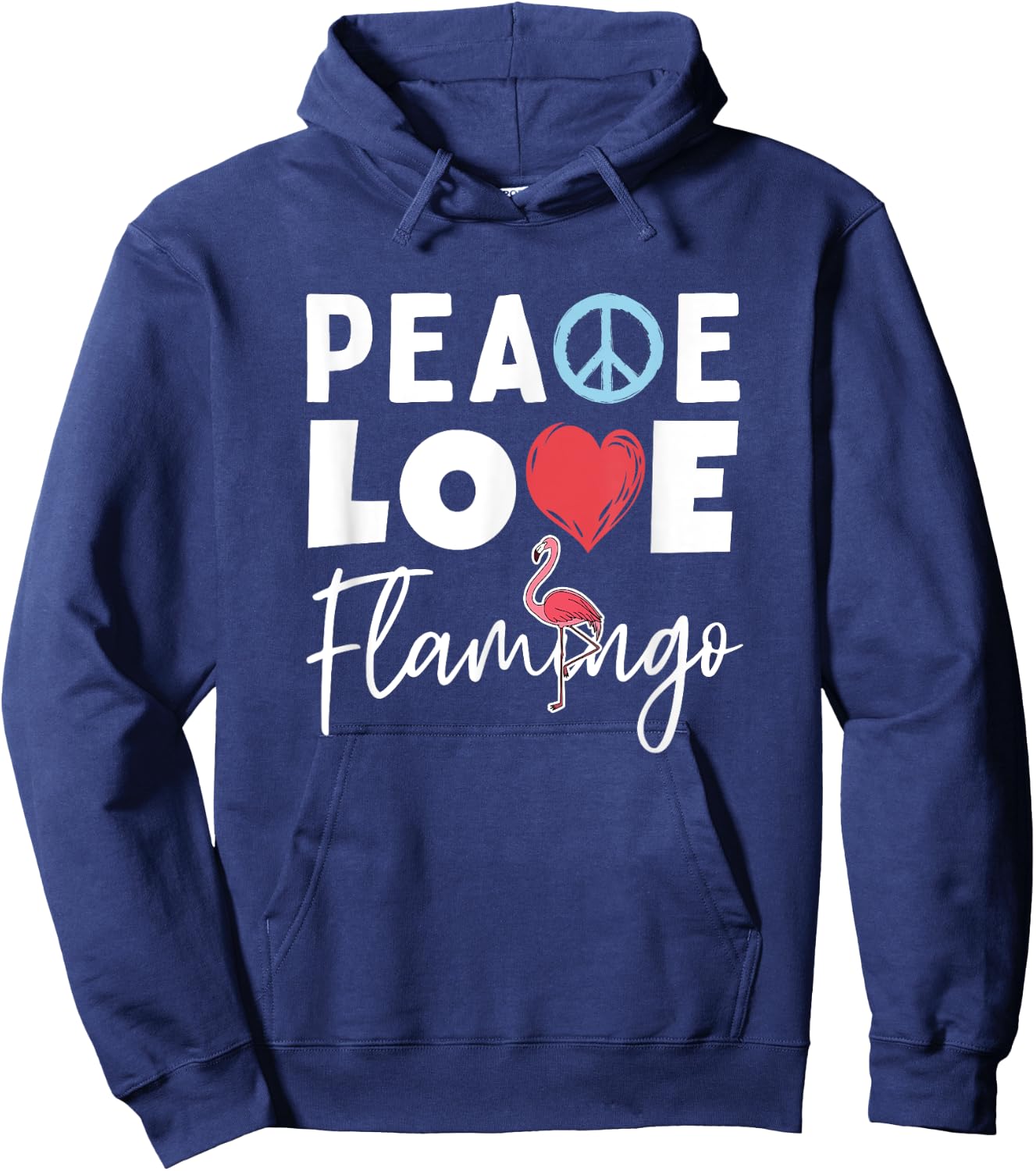 Zoo Keeper Gift Peace Love Flamingo Hoodie - Hoodie | Navy