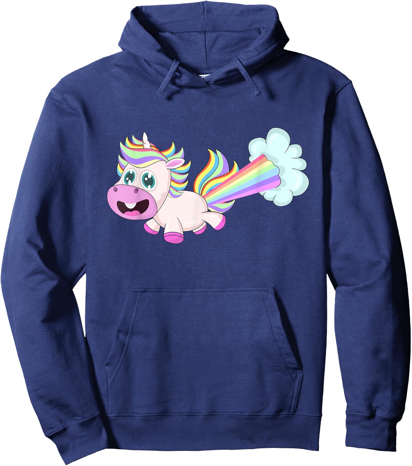 Unicorn Farting a Rainbow Hoodie - Hoodie | Navy