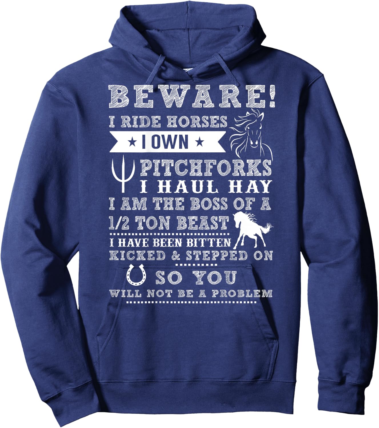 Beware I Ride Horses Hoodie - Hoodie | Navy