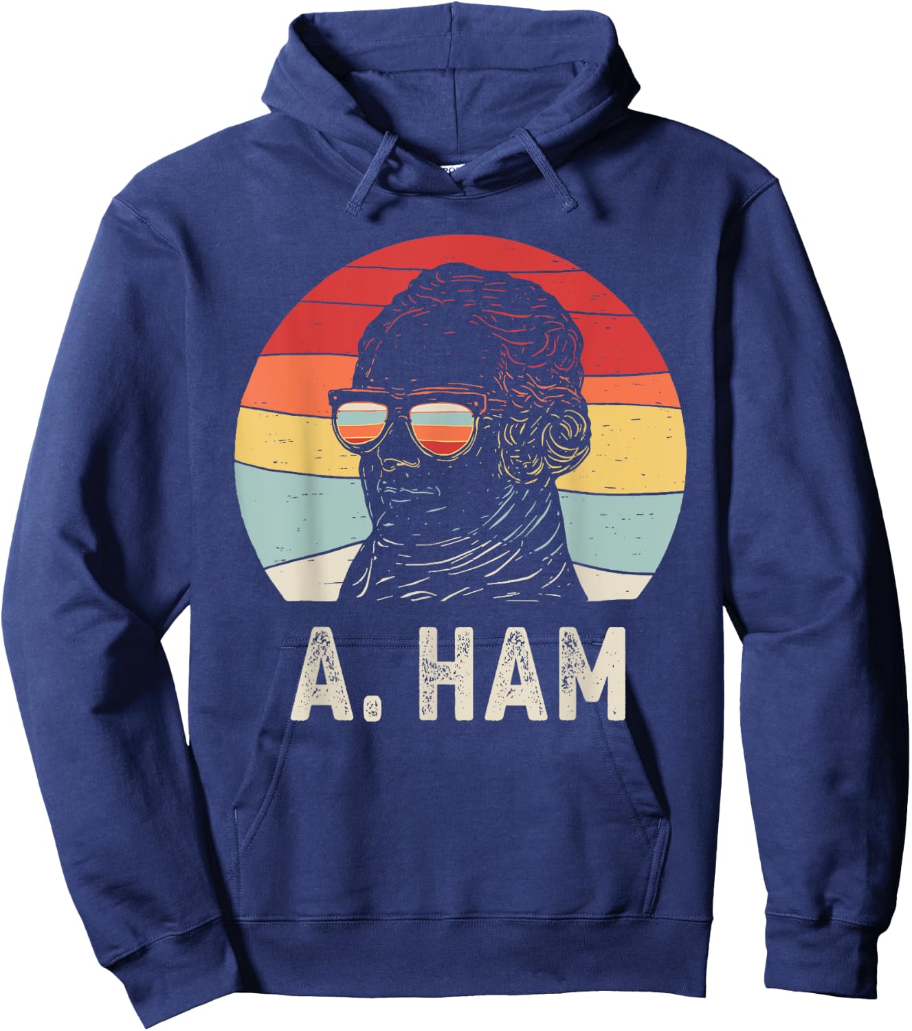 Vintage Retro Hamilton Wearing Sunglasses Hoodie - Hoodie | Navy