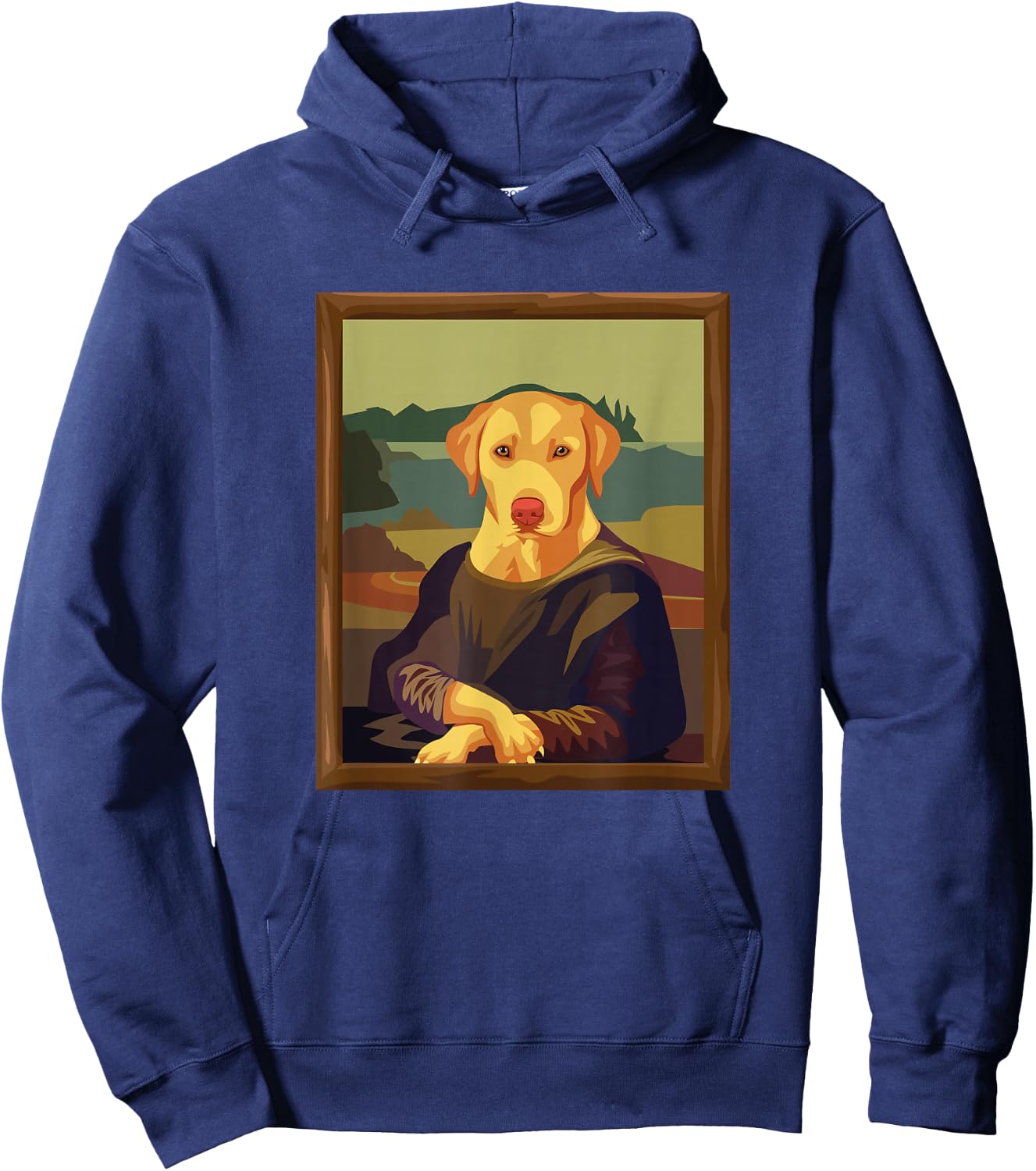 Funny Mona Lisa Yellow Lab Dog Art Parody Hoodie - Hoodie | Navy