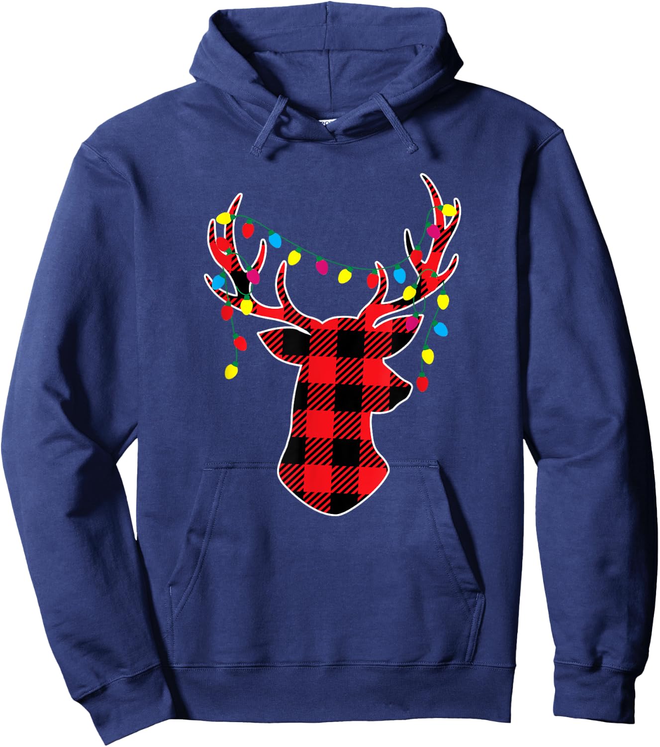 Red Black Buffalo Plaid Deer Women Men Kids Hoodie - Hoodie | Navy