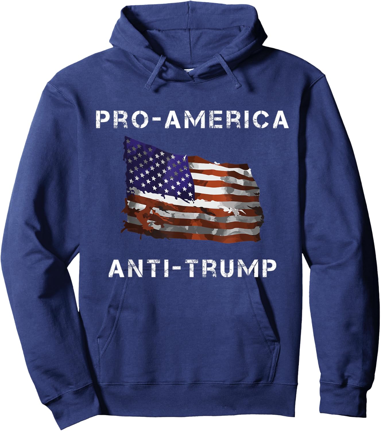 Pro-America Anti-Trump American USA Flag Men Hoodie - Hoodie | Navy