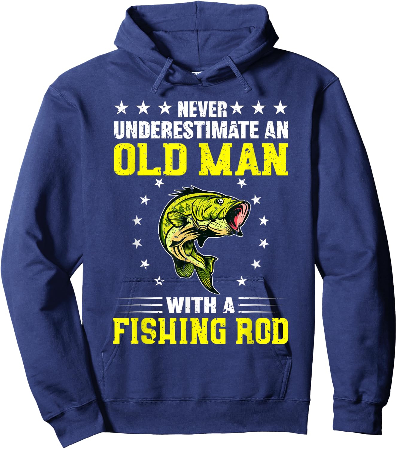 Never Underestimate An Old Man With Fishing Rod Hoodie - Hoodie | Navy