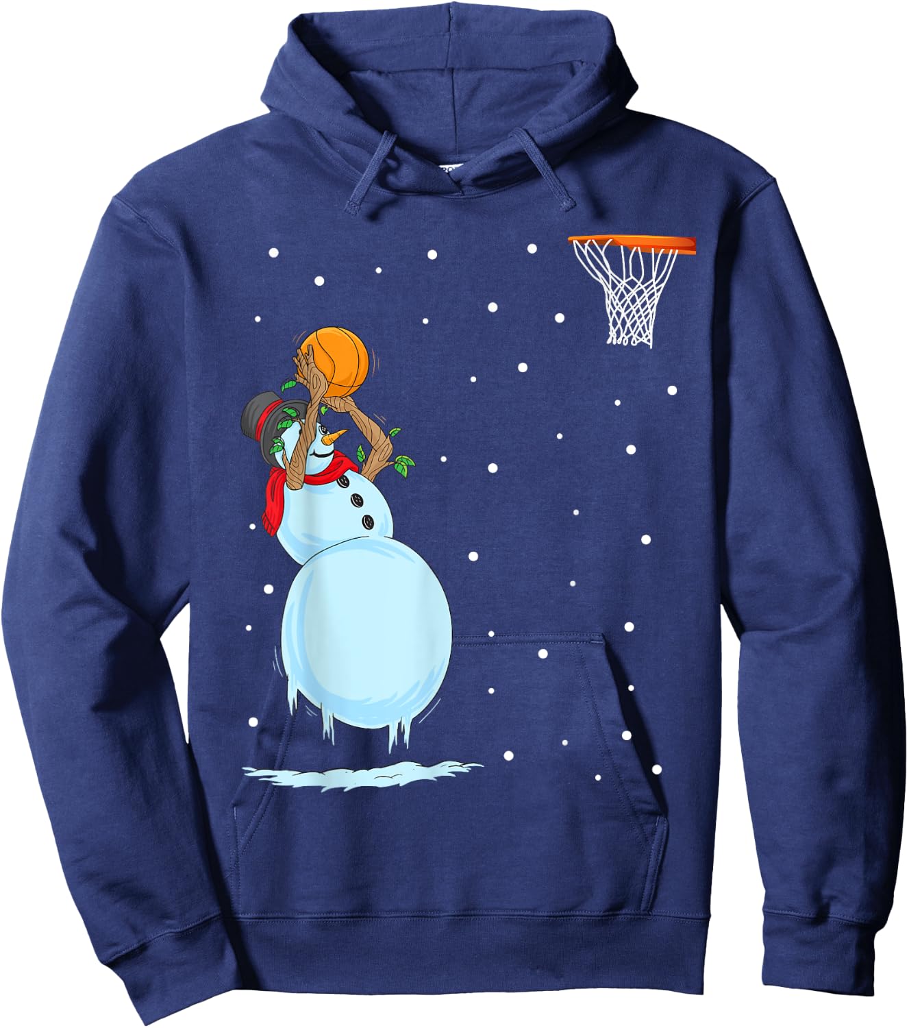 Funny Snowman Basketball Christmas Hoodie - Hoodie | Navy