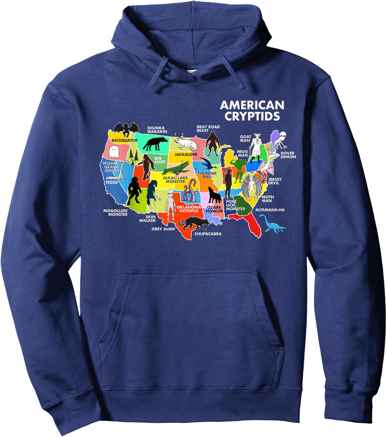 Cryptids Map of the USA Hoodie - Hoodie | Navy
