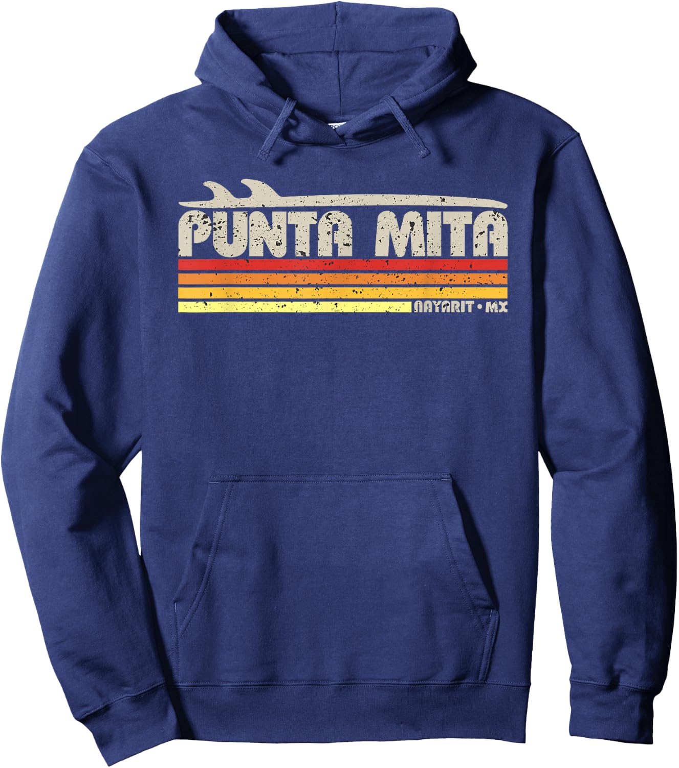 Punta Mita Nayarit Mexico - Retro Surf Paradise Hoodie - Hoodie | Navy