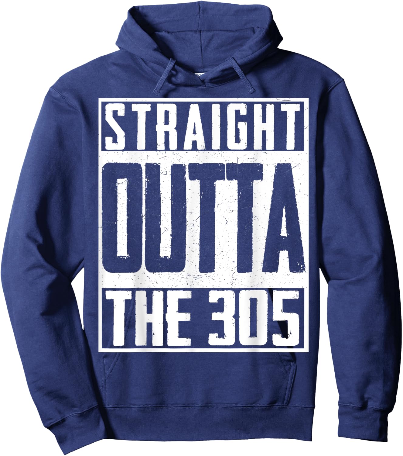 Straight Outta The 305 Miami Baseball Fan Hoodie - Hoodie | Navy