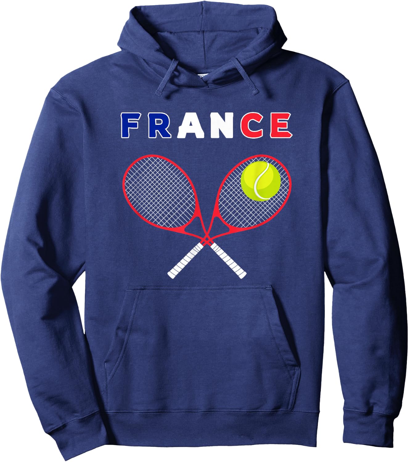France Flag Tennis Ball Racket - Sports Fans Hoodie - Hoodie | Navy