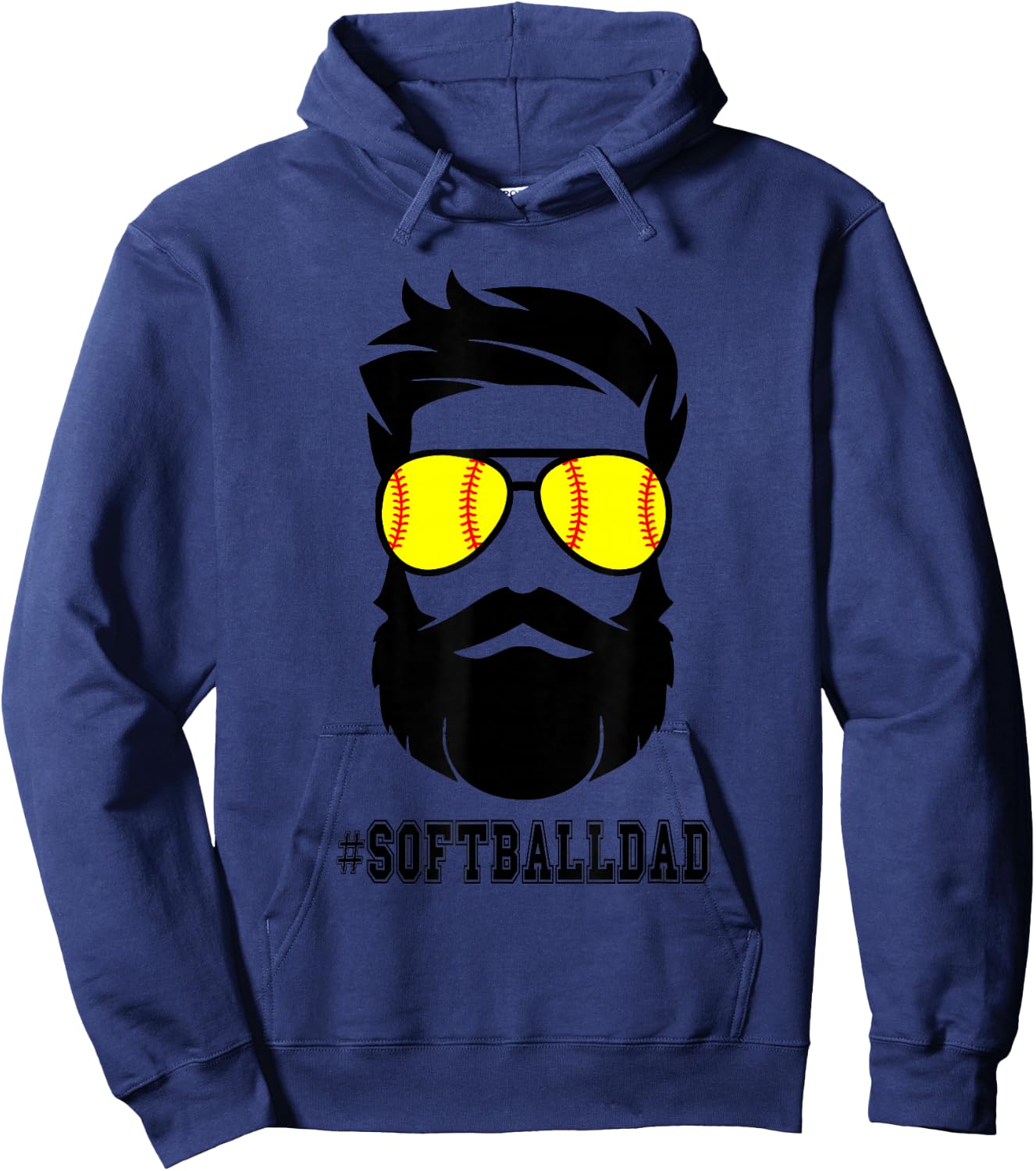 Softball Dad With Beard And Cool Sunglasses Hoodie - Hoodie | Navy