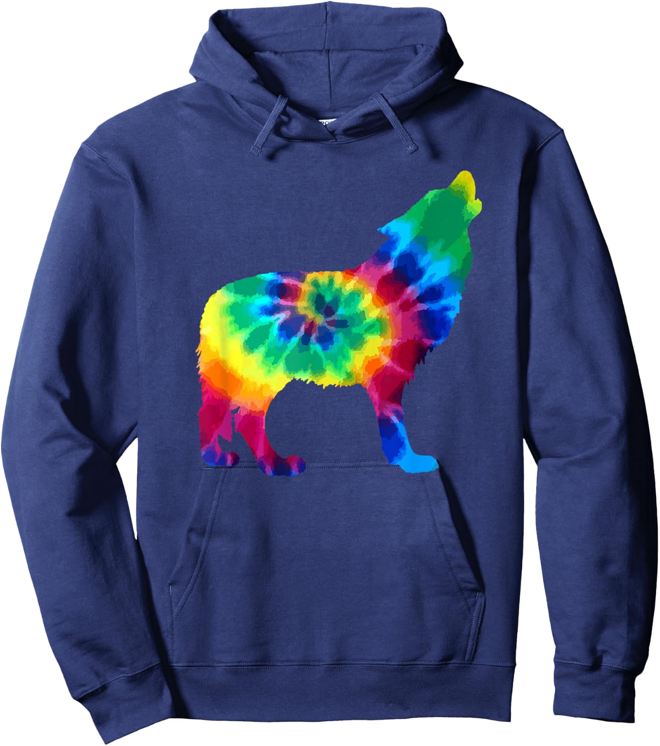 Wolf Tie Dye Vintage Hippie Dog Hoodie - Hoodie | Navy